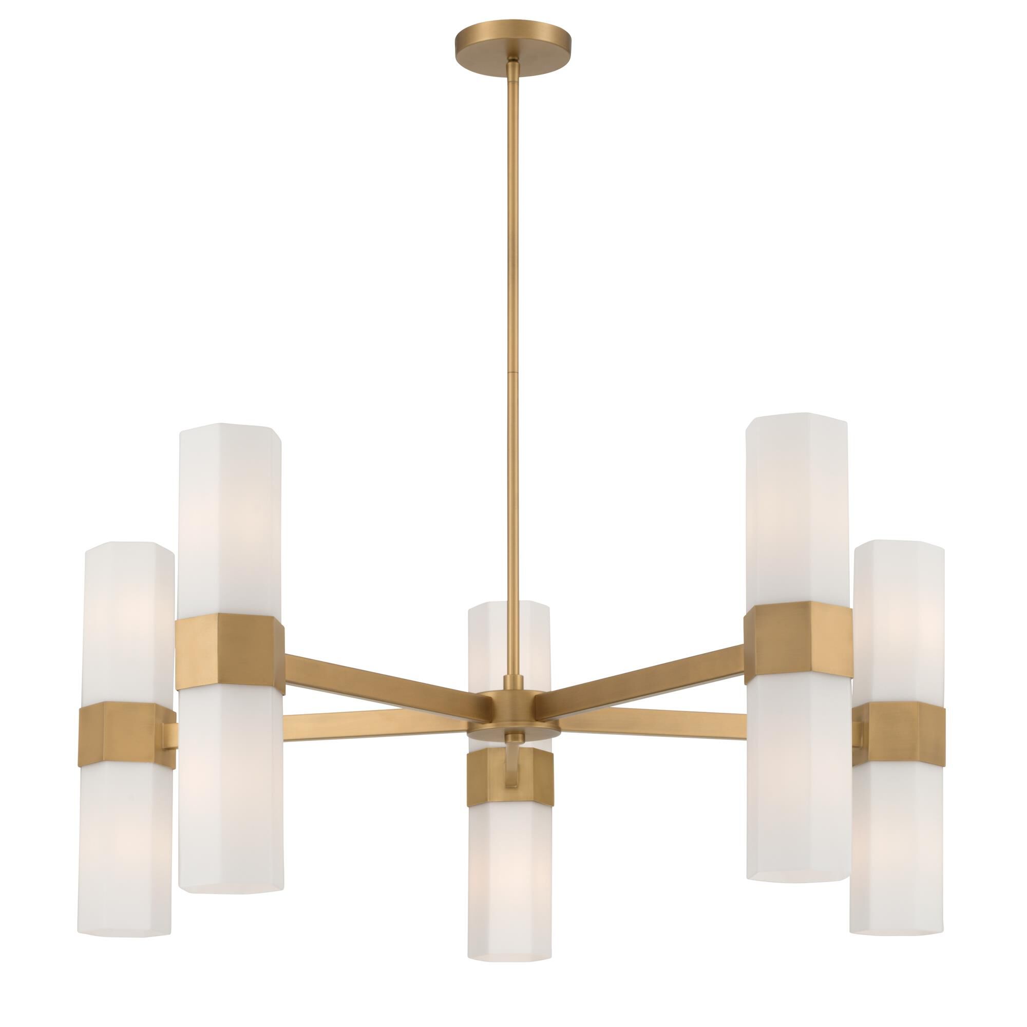 Shown in Legacy Brass finish and Etched Opal glass
