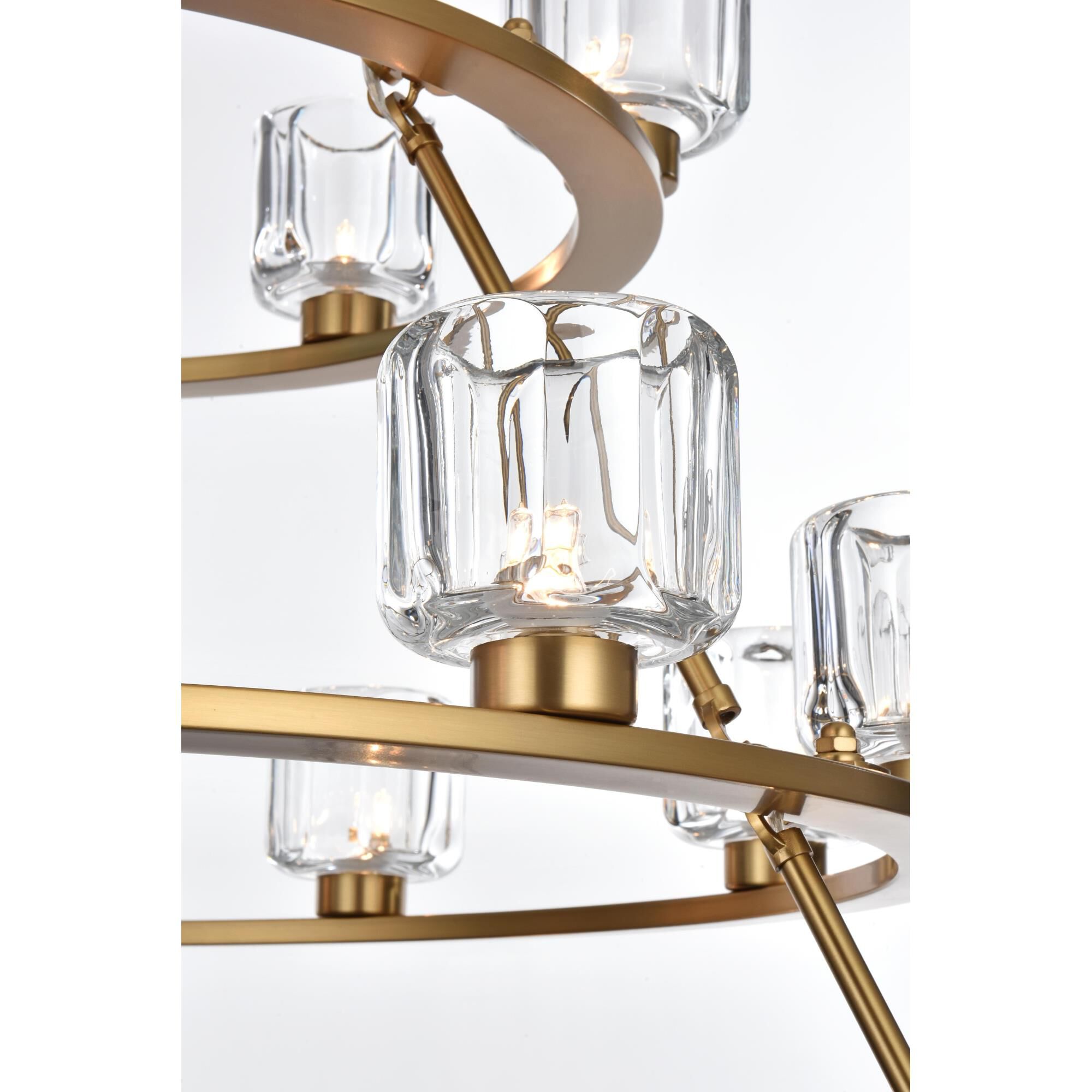 Shown in Satin Gold  finish and Clear glass