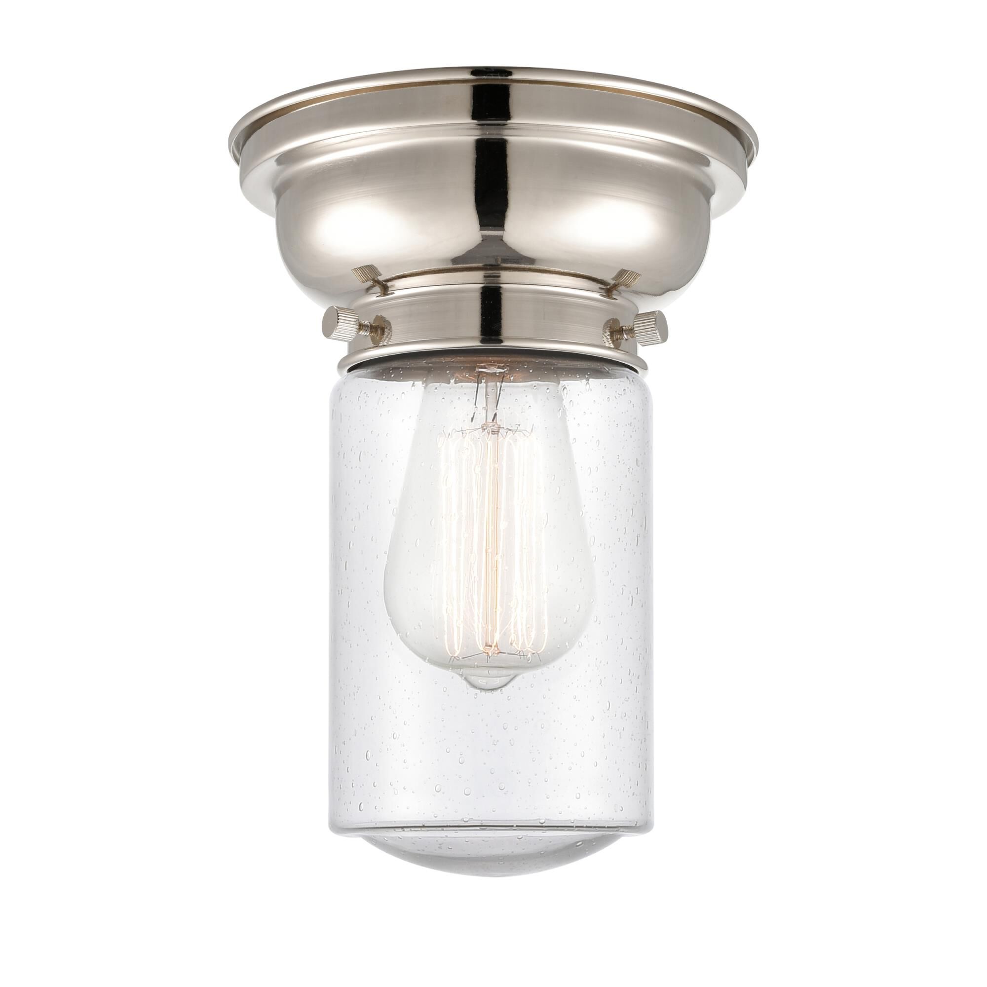 Shown in Polished Nickel finish and Schoolhouse glass and Glass shade
