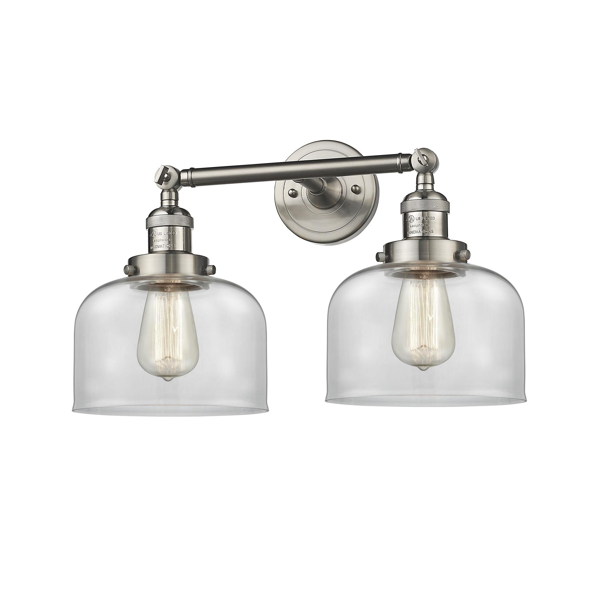 Shown in Brushed Satin Nickel finish and Clear glass
