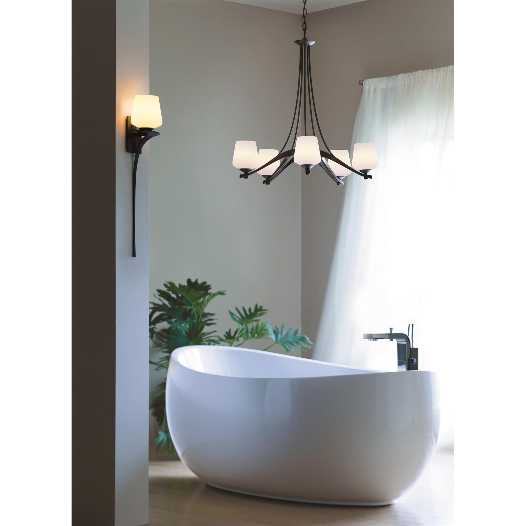Shown in Dark Smoke finish and Opal  glass and Orientation: Right accent