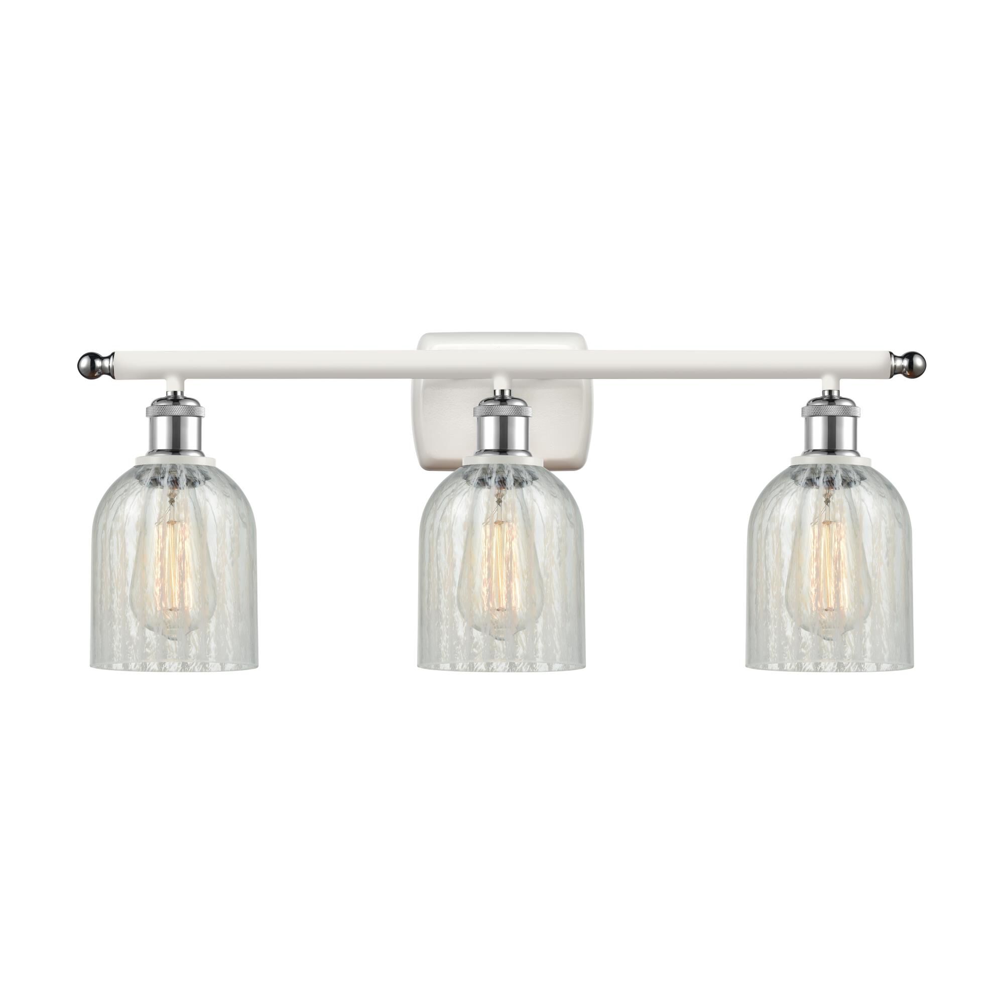 Shown in White And Polished Chrome finish and Bell glass and Glass shade and Polished Chrome accent