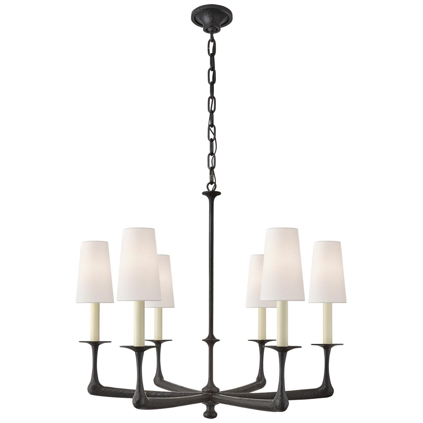Shown in Aged Iron finish and Linen shade