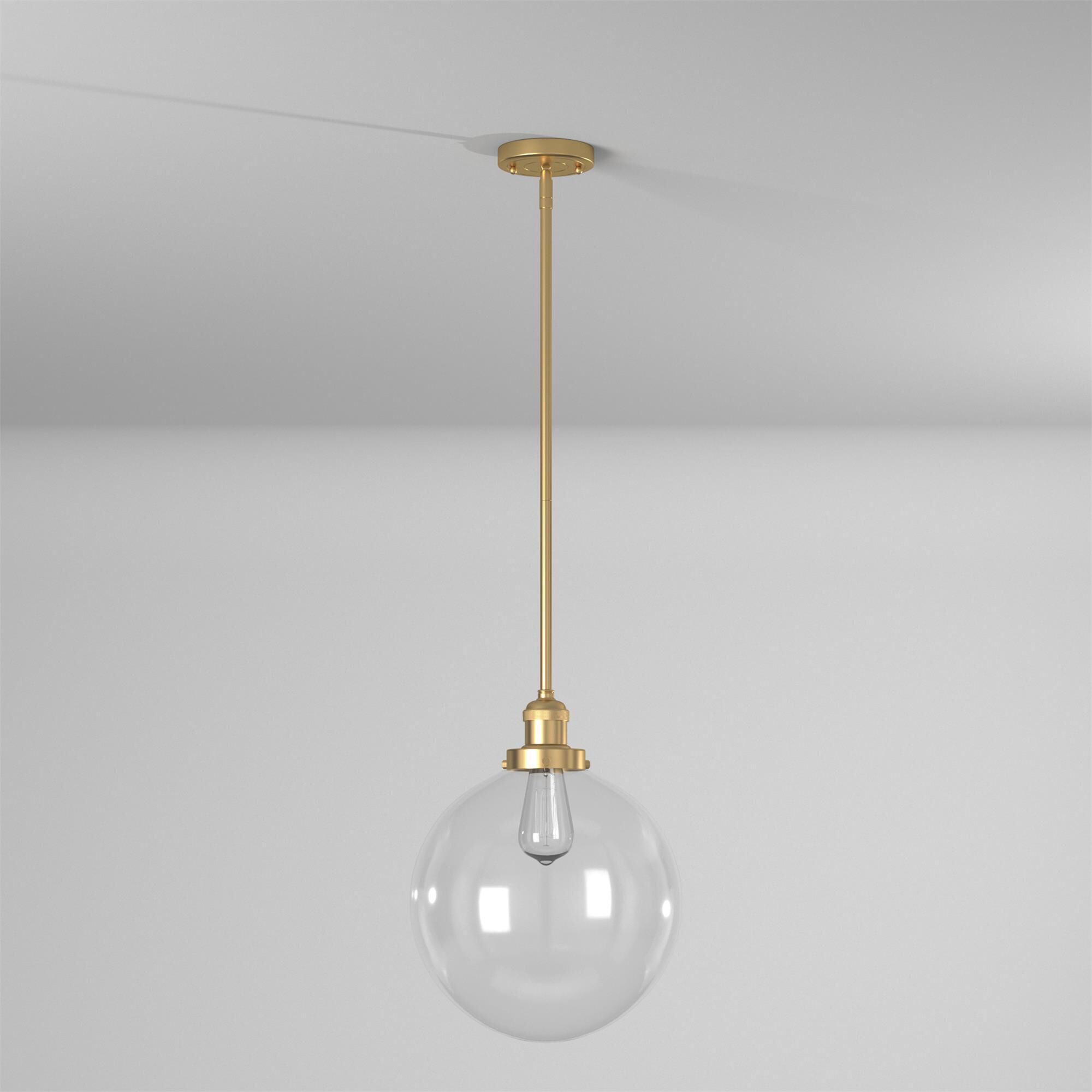 Shown in Satin Gold finish and Clear Beacon glass