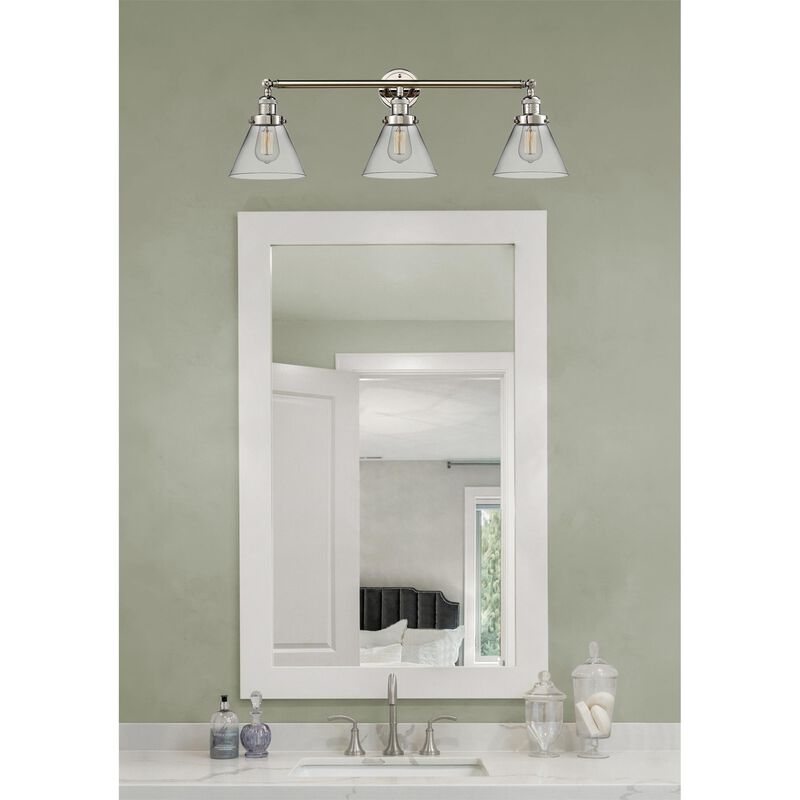 Bruno Marashlian Large Cone 32 Inch 3 Light Bath Vanity Light by Innovations Lighting