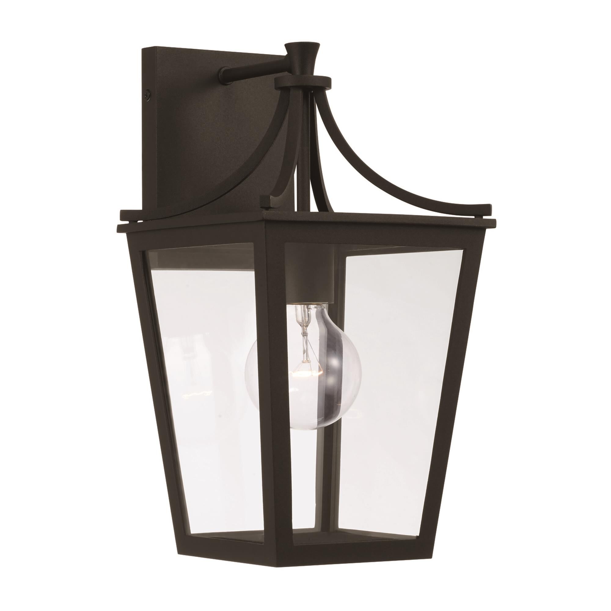 Shown in Black finish and Clear glass