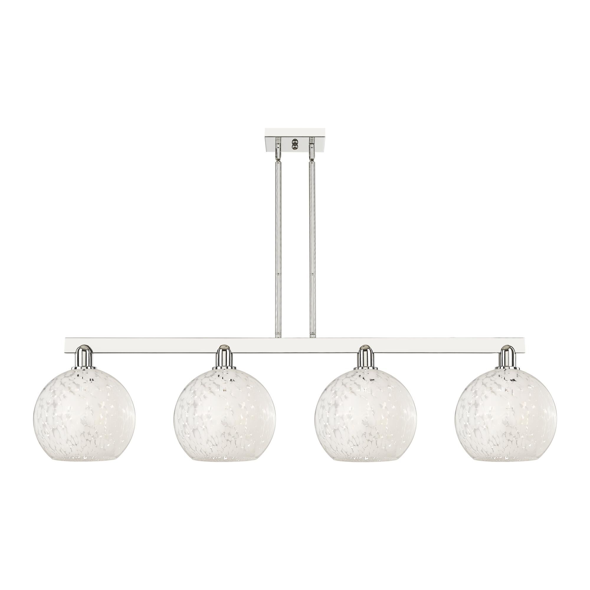 Shown in Polished Nickel finish and White Mouchette glass