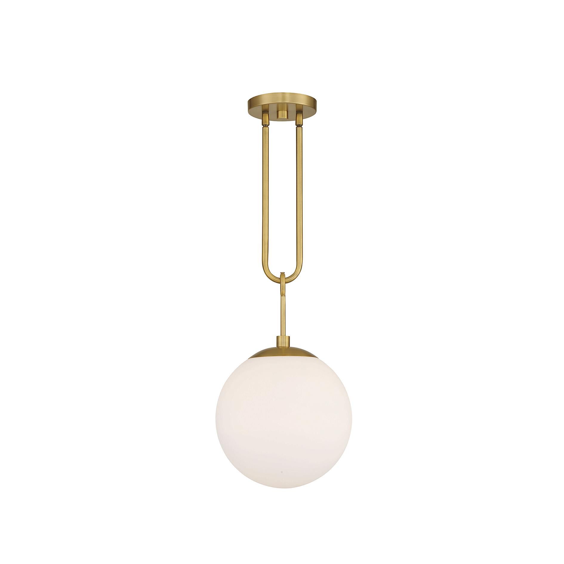 Shown in Warm Brass finish and White glass