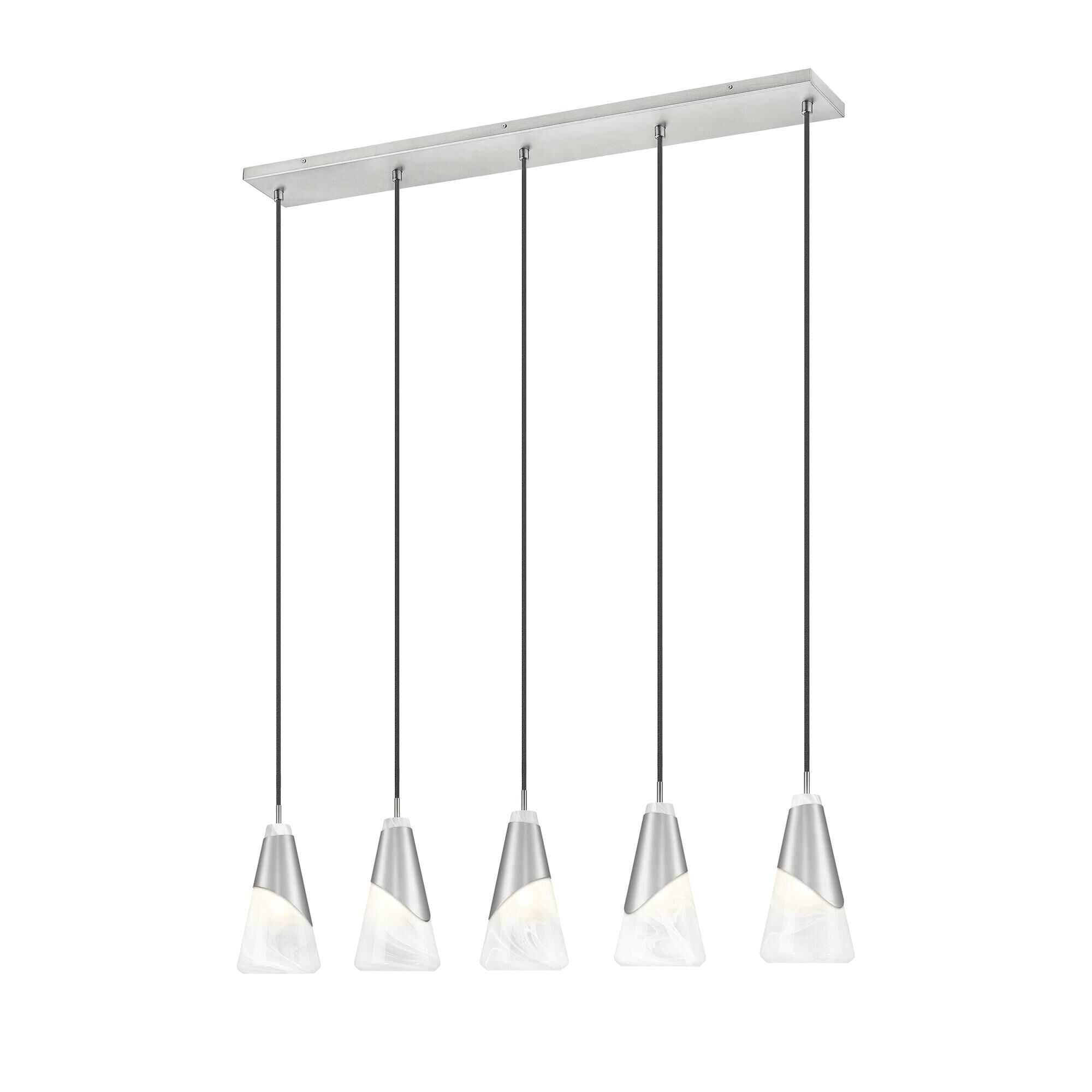 Shown in Brushed Nickel finish and White Swirl glass and White Swirl shade
