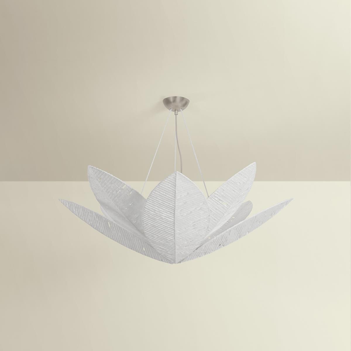 Shown in Warm Silver Leaf finish and Handmade Paper shade