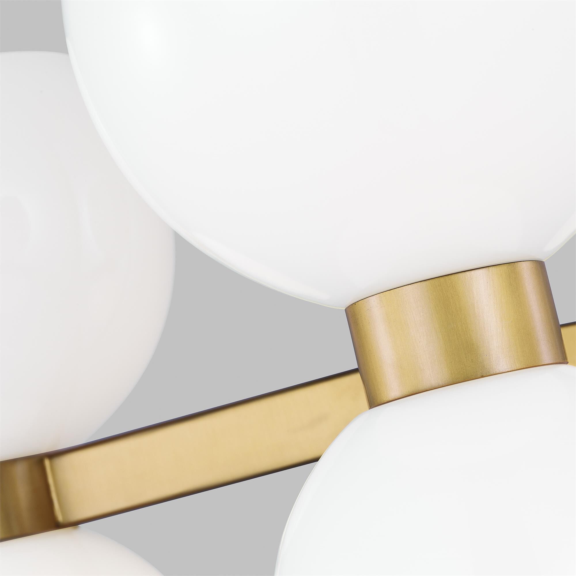 Shown in Burnished Brass finish and Milk White glass