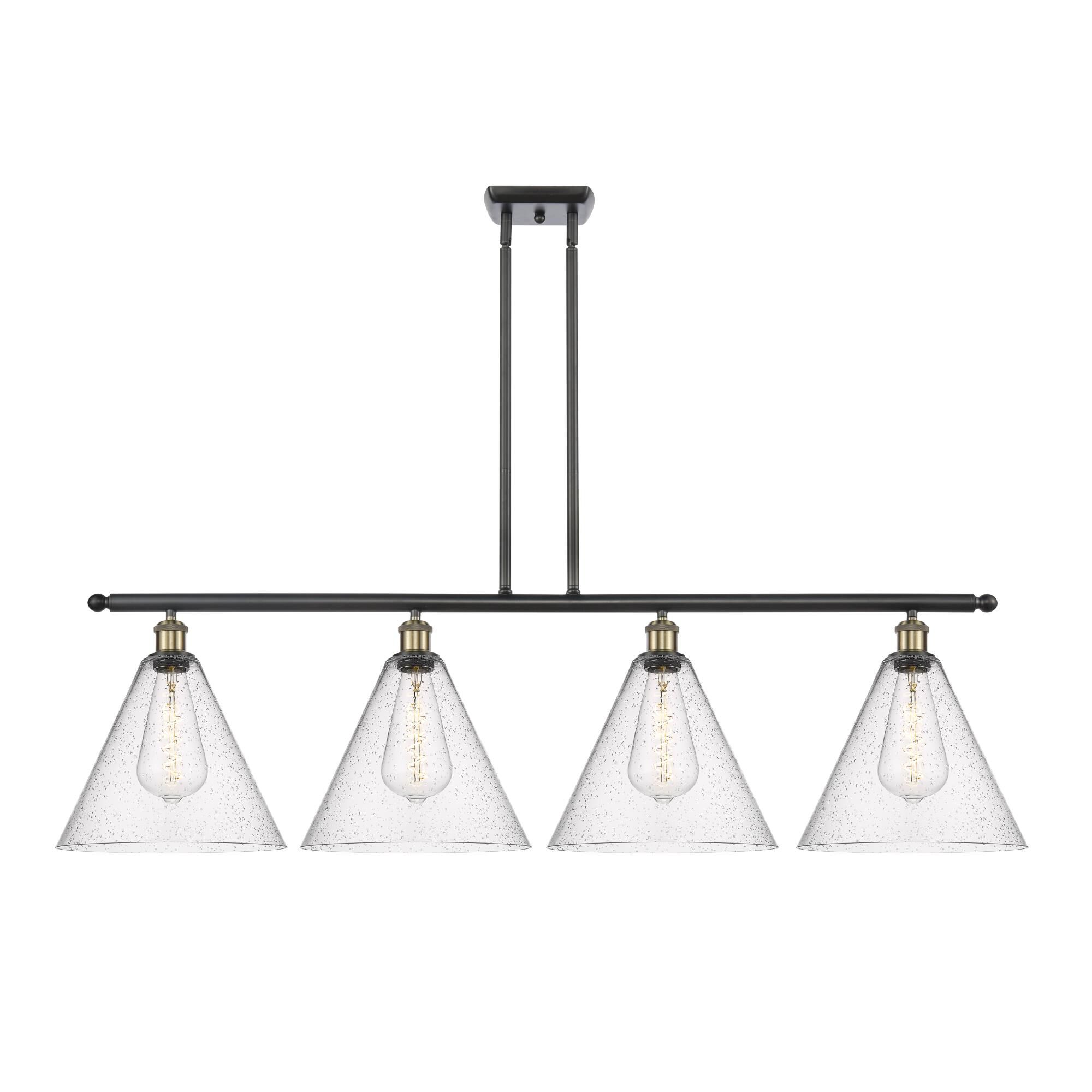 Shown in Black Antique Brass finish and Seedy Ballston Cone glass and No Shade shade