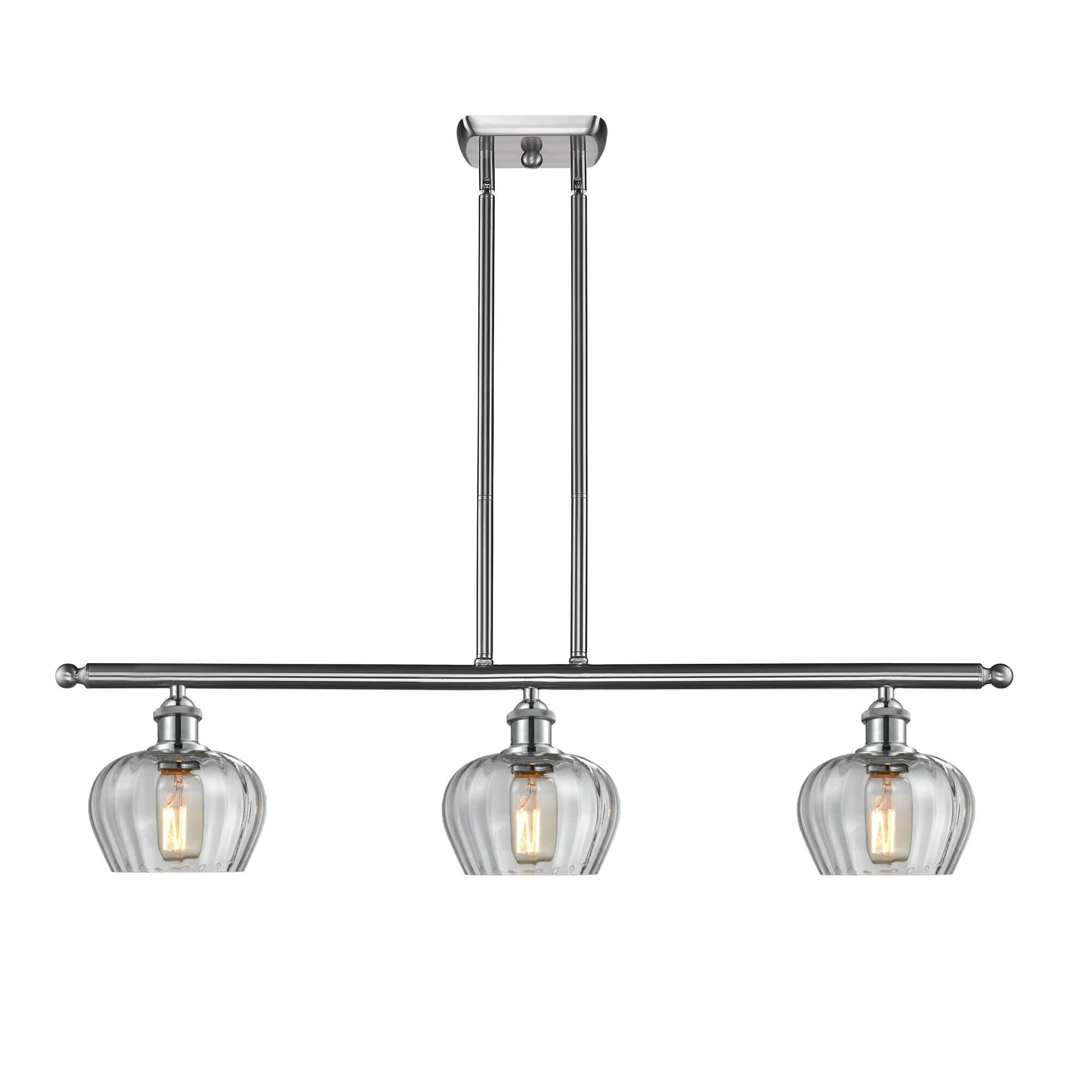 Shown in Brushed Satin Nickel finish and Clear glass