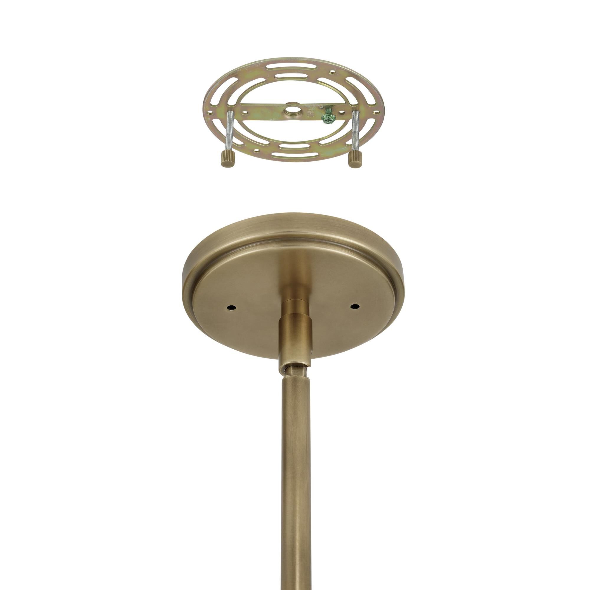 Shown in Natural Brass finish and Matte Black, Gold shade