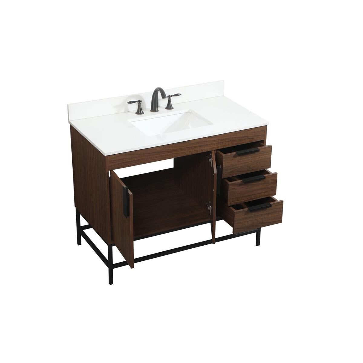 Shown in Walnut finish and With Backsplash accent