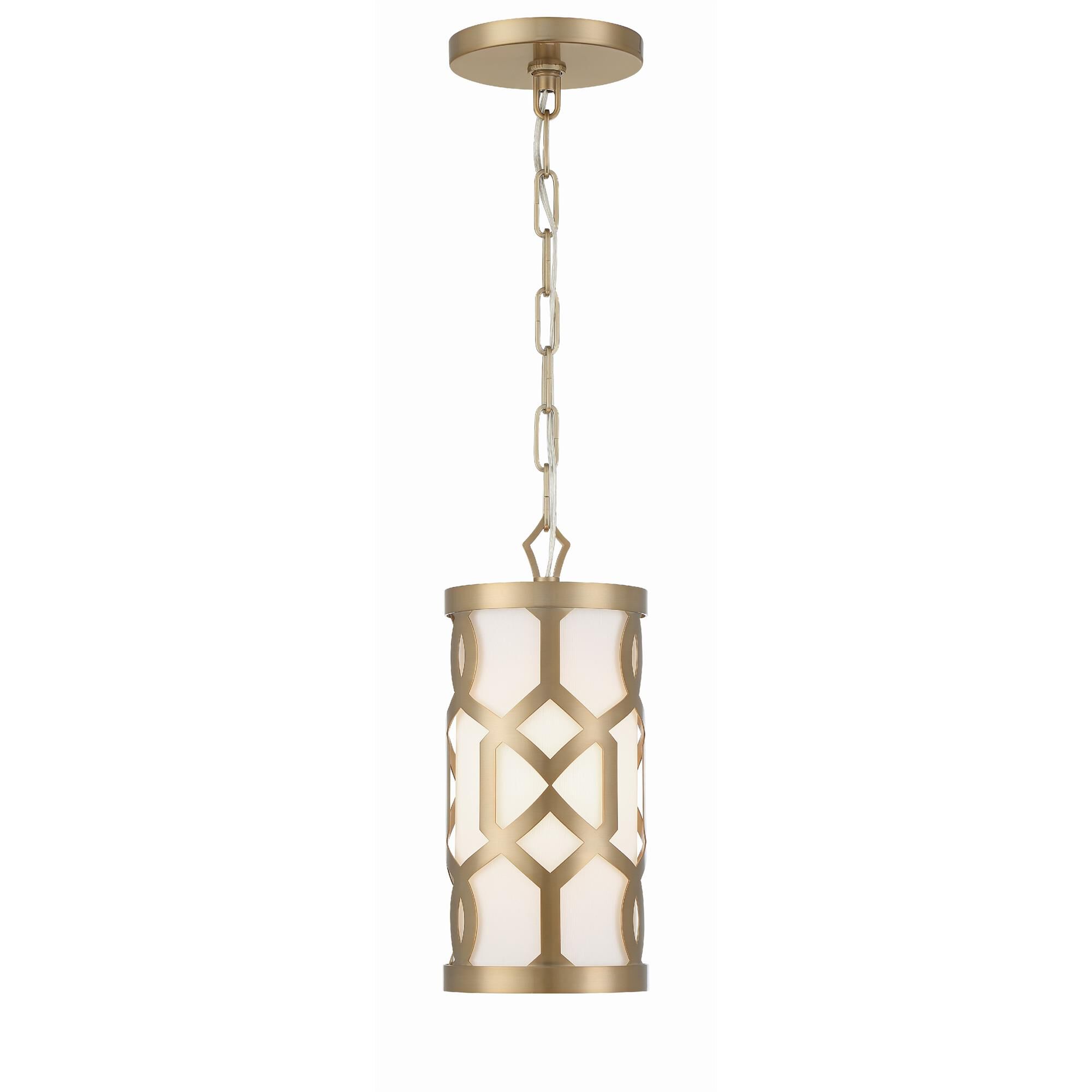 Shown in Aged Brass finish and Silk glass and White shade