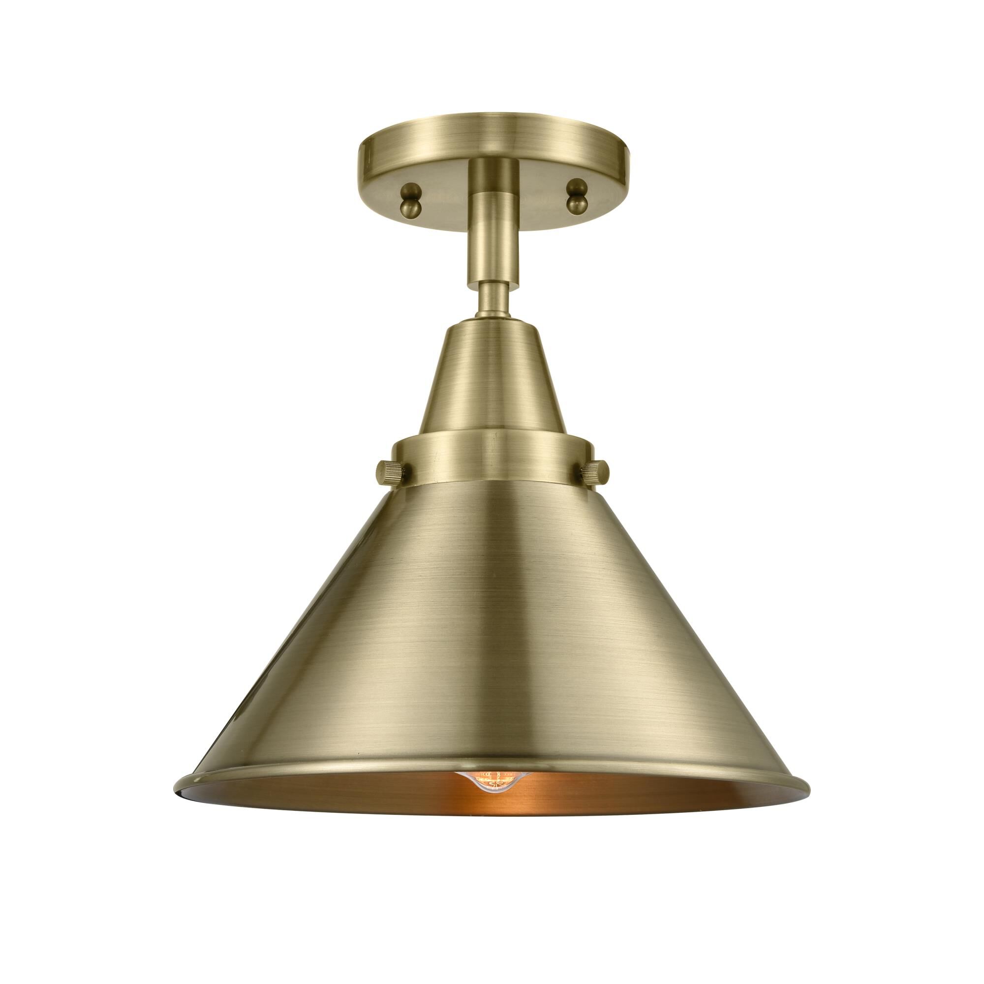 Shown in Antique Brass finish and No Glass glass and Antique Brass Briarcliff shade
