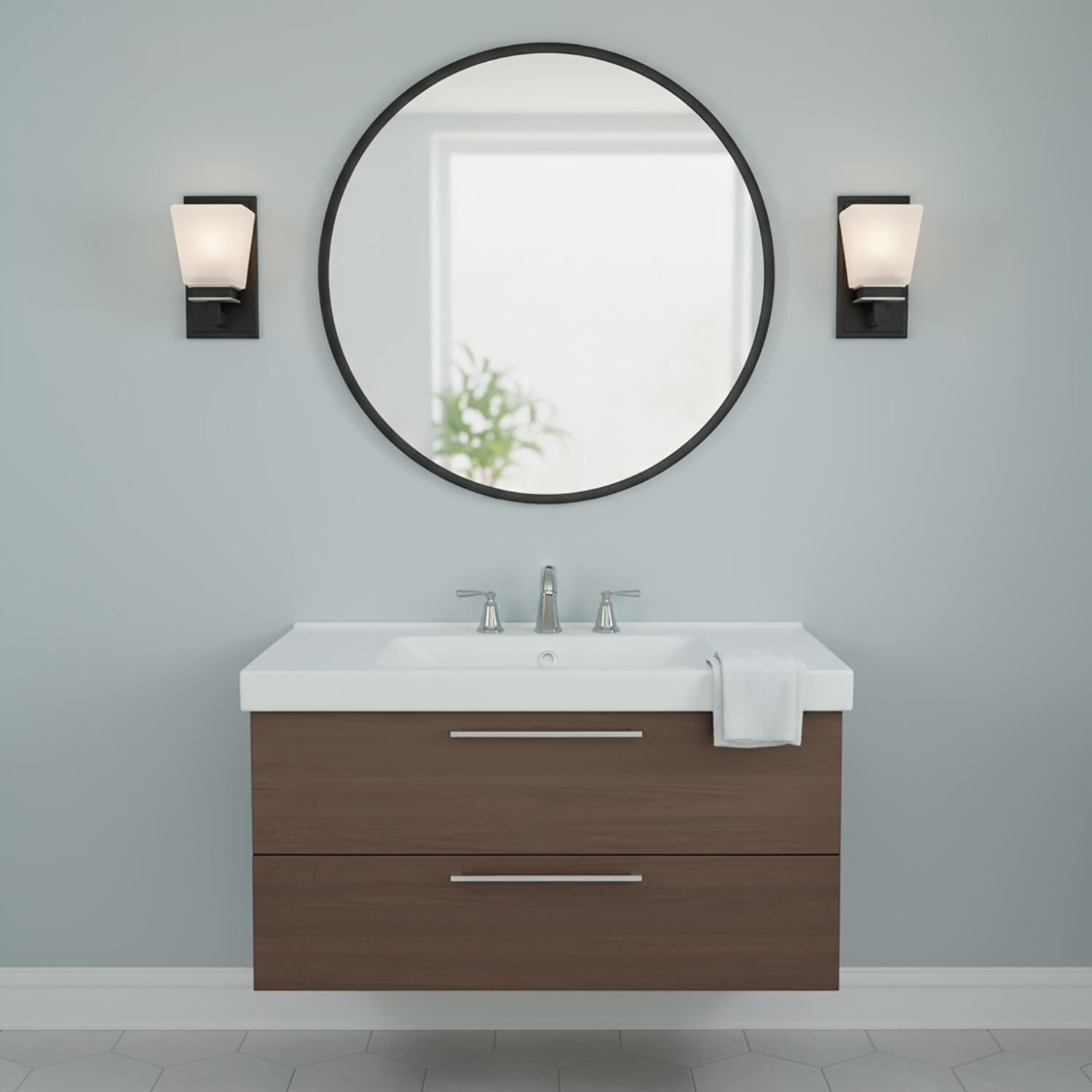 Shown in Black and Brushed Nickel finish