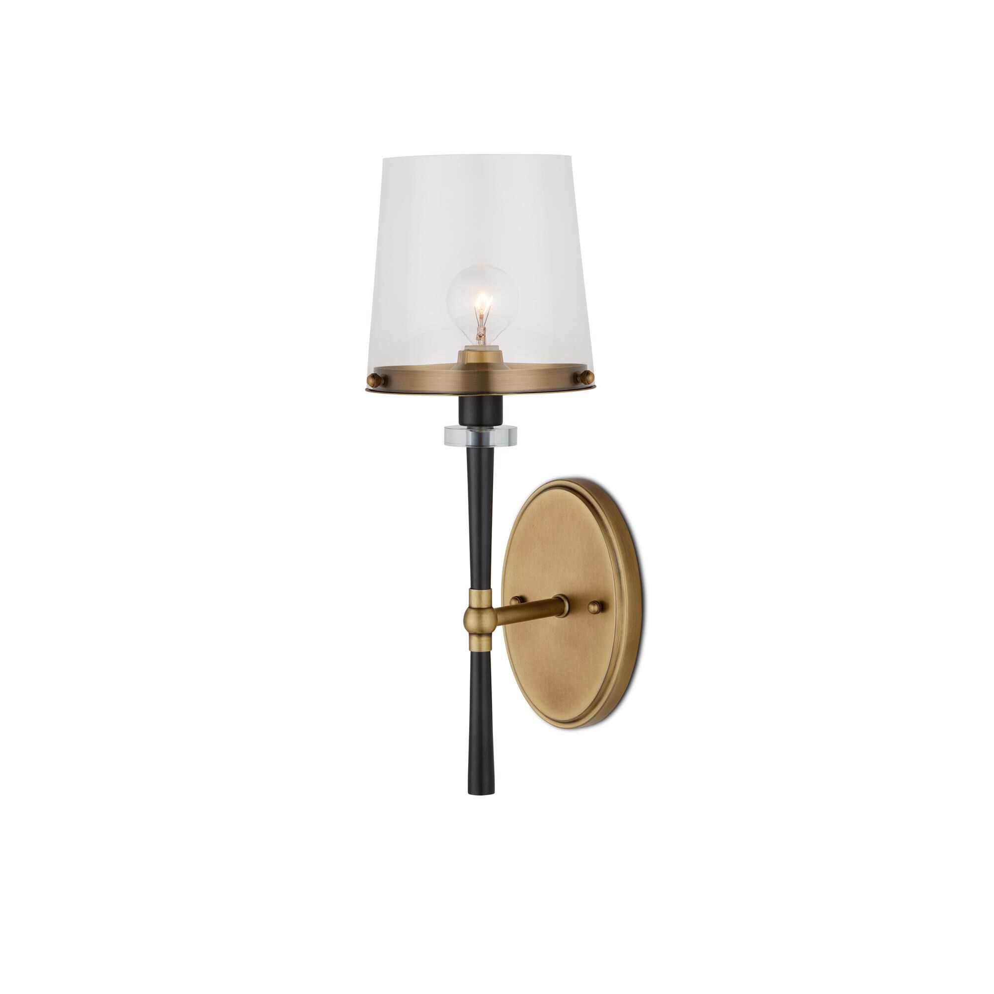Shown in Antique Brass/Oil Rubbed Bronze/Clear finish