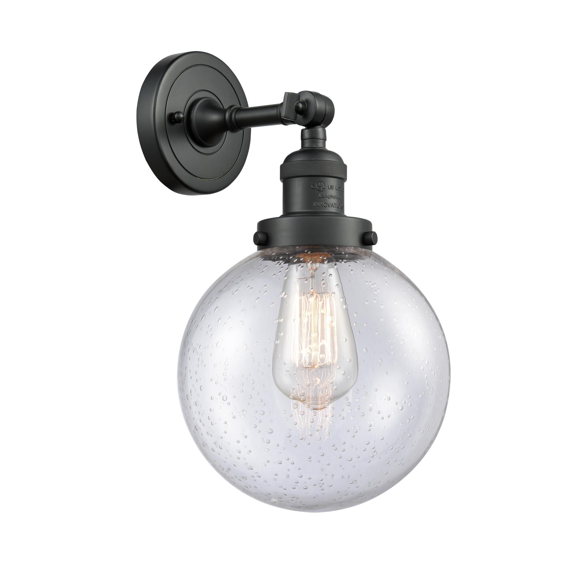 Shown in Matte Black finish and Seedy glass