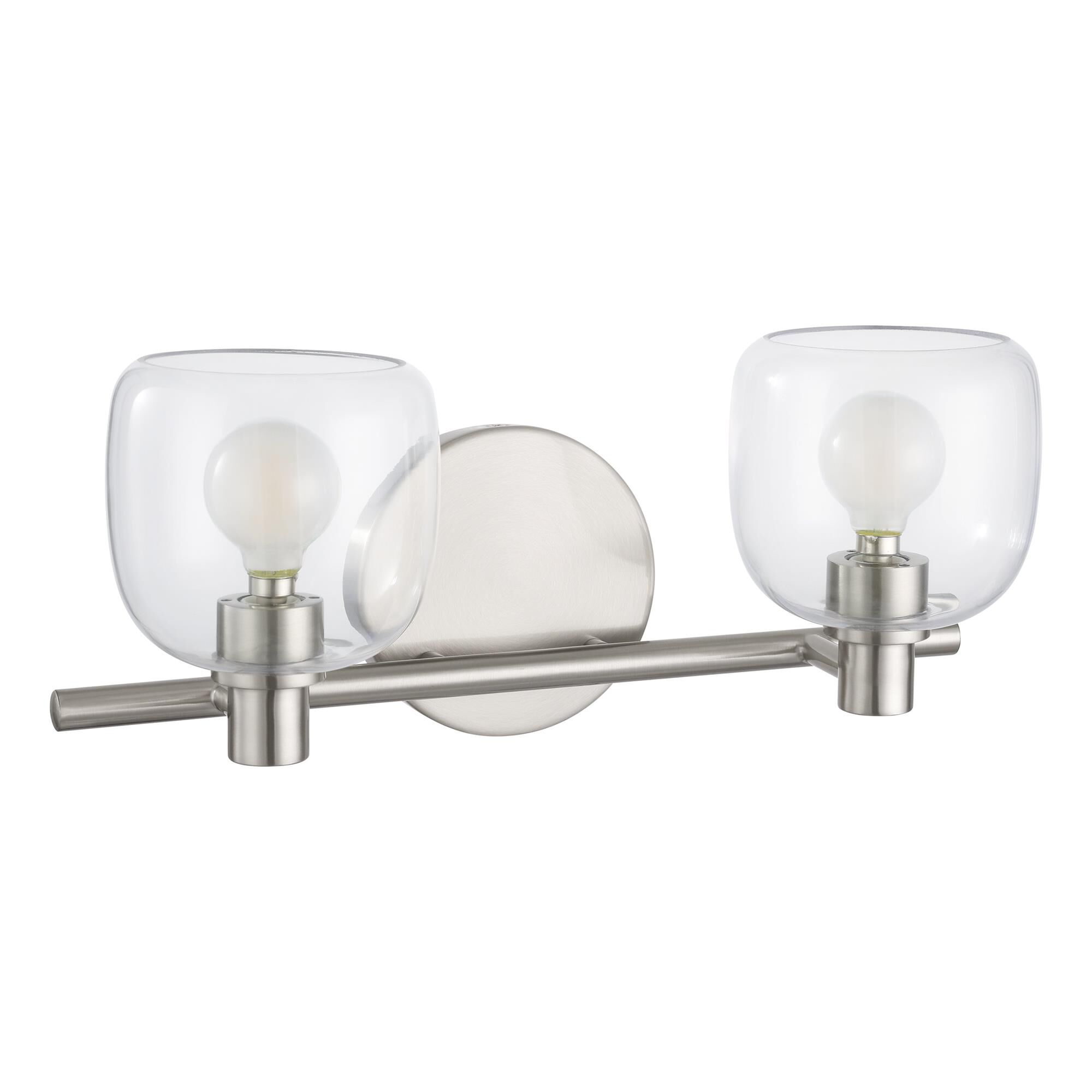 Shown in Brushed Nickel finish and Clear glass