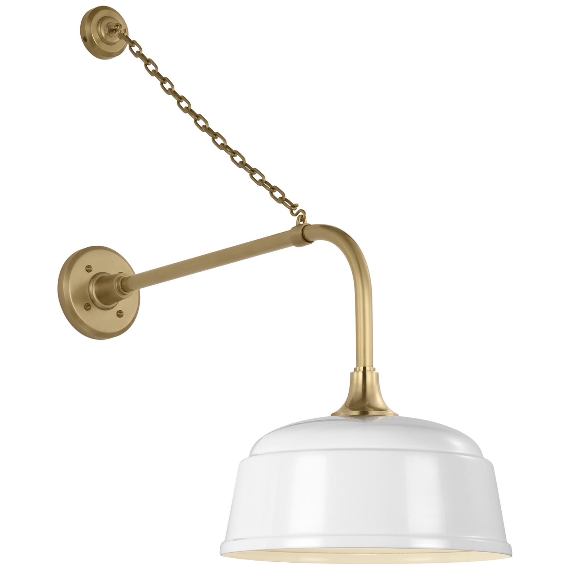 Shown in Hand-Rubbed Antique Brass finish and White Rockhouse shade