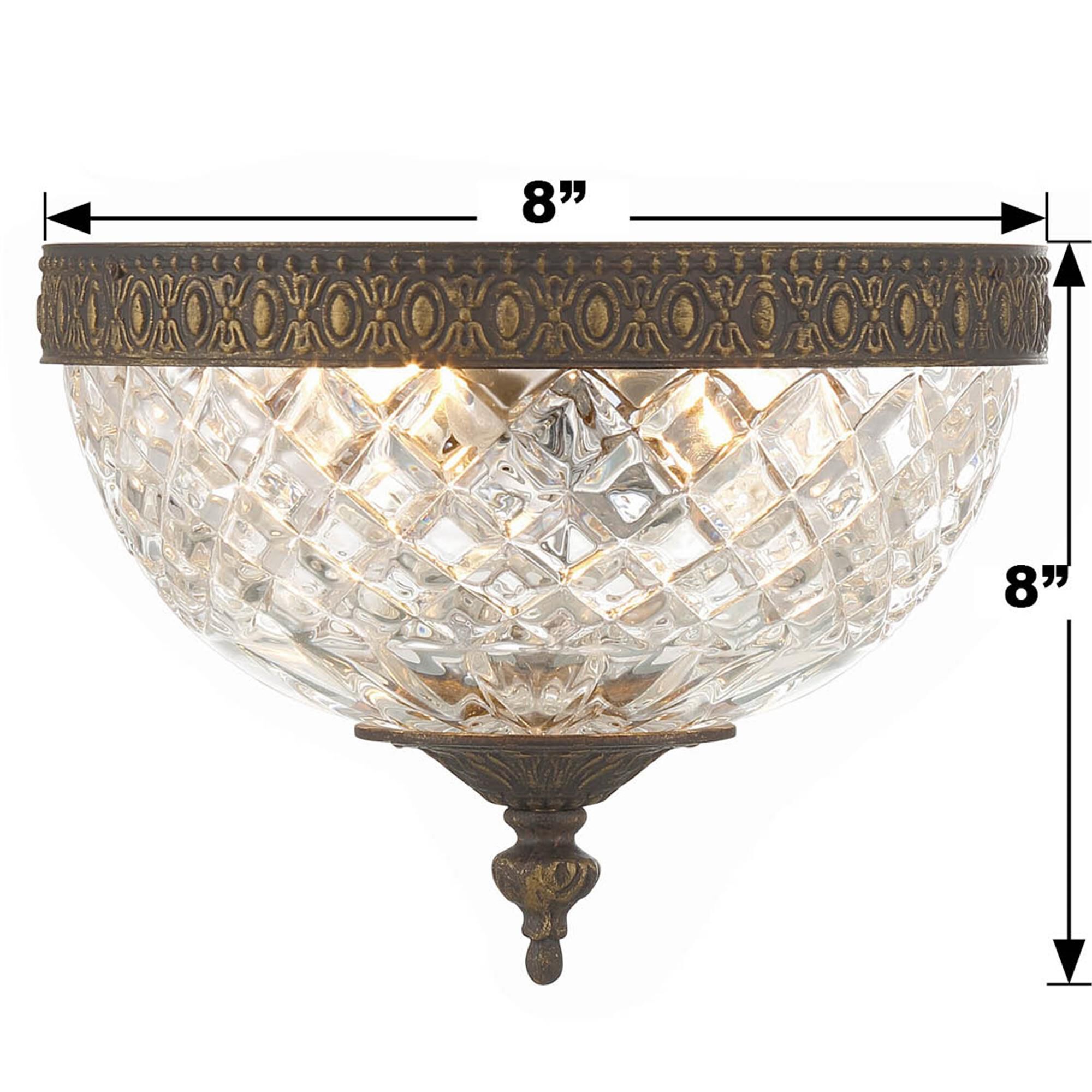 Shown in English Bronze finish and Lead Crystal glass and Lead Crystal shade