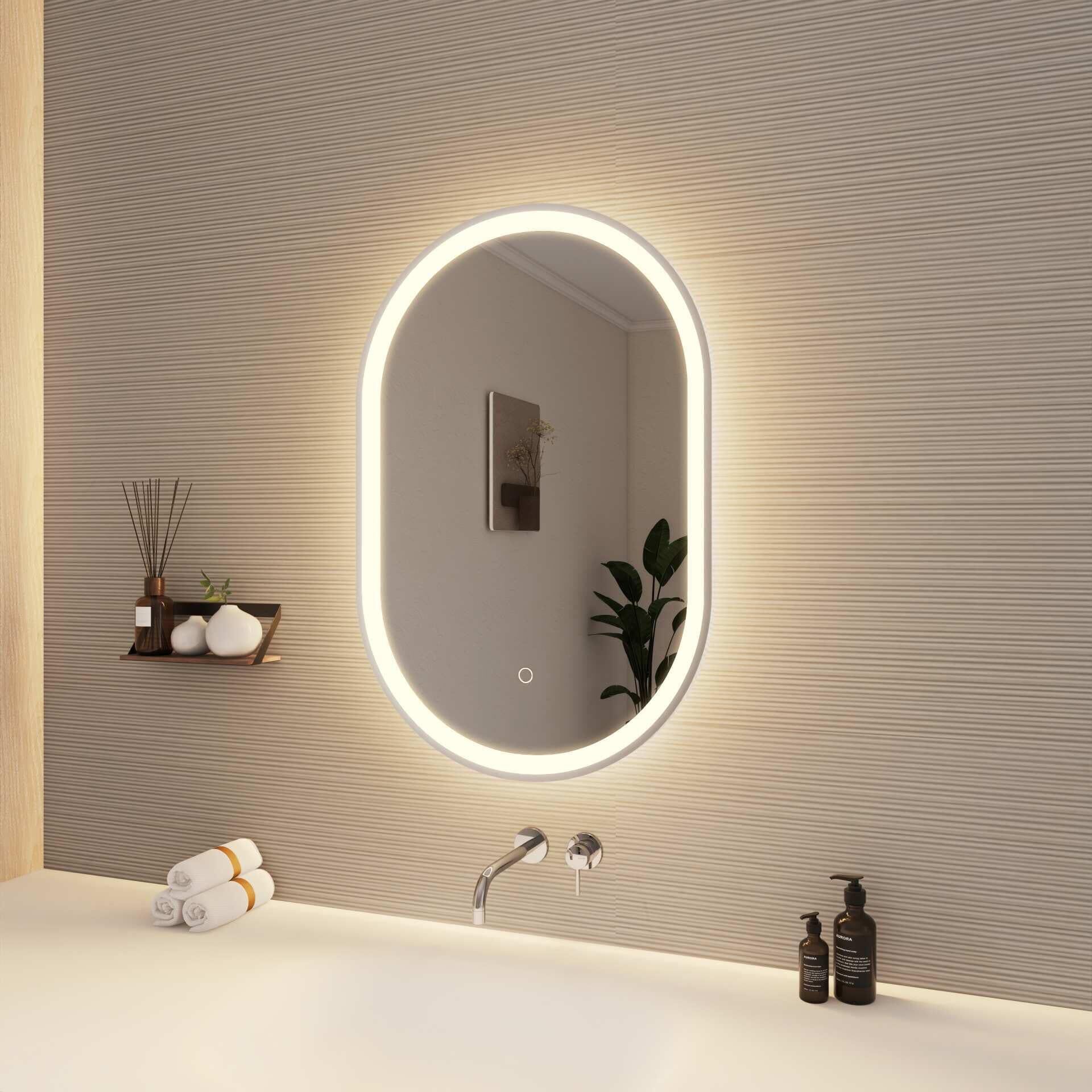 Harmoni 30 Inch Oval LED Lighted Mirror by Elegant Decor