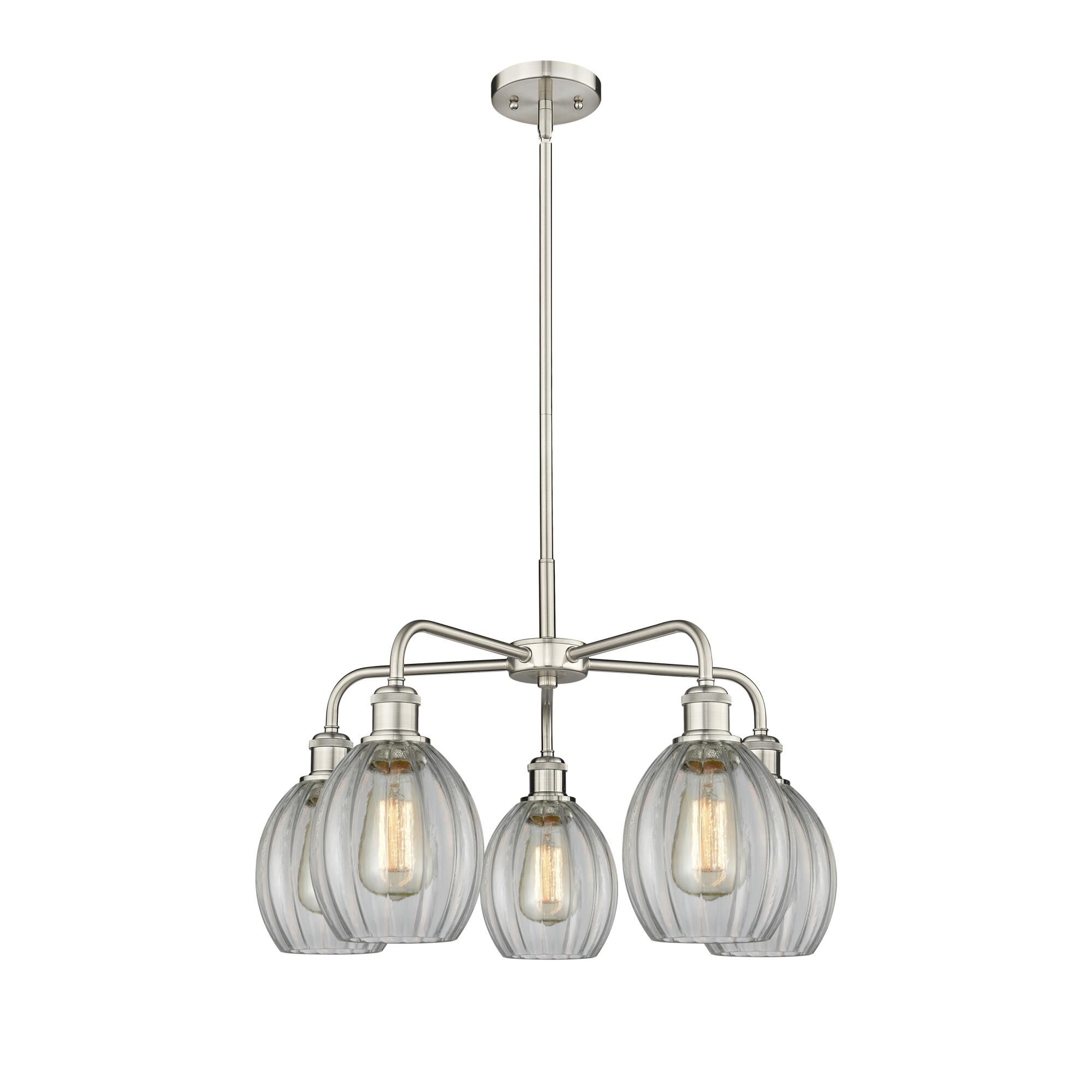 Shown in Satin Nickel finish and Clear glass