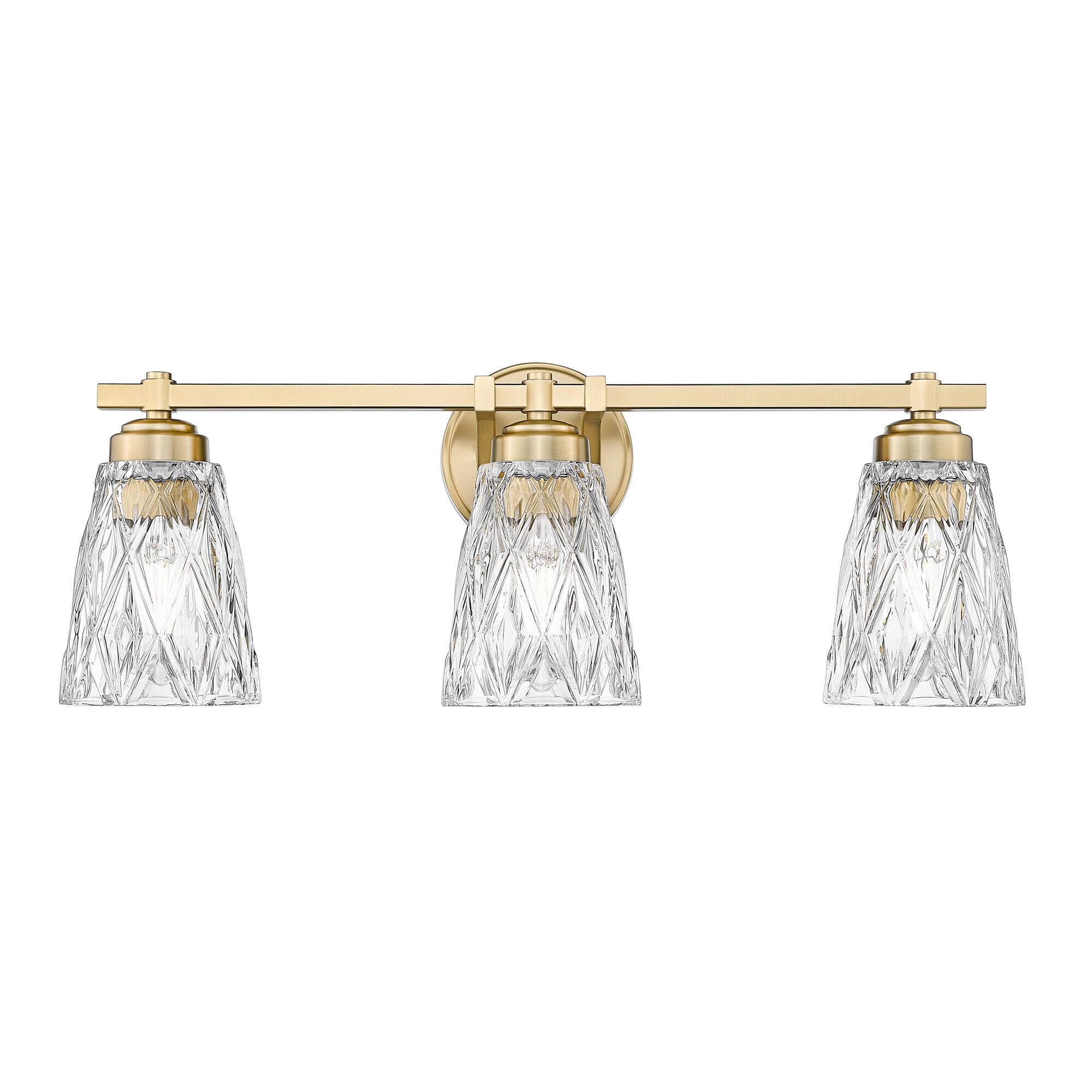 Shown in Modern Gold finish and Clear glass