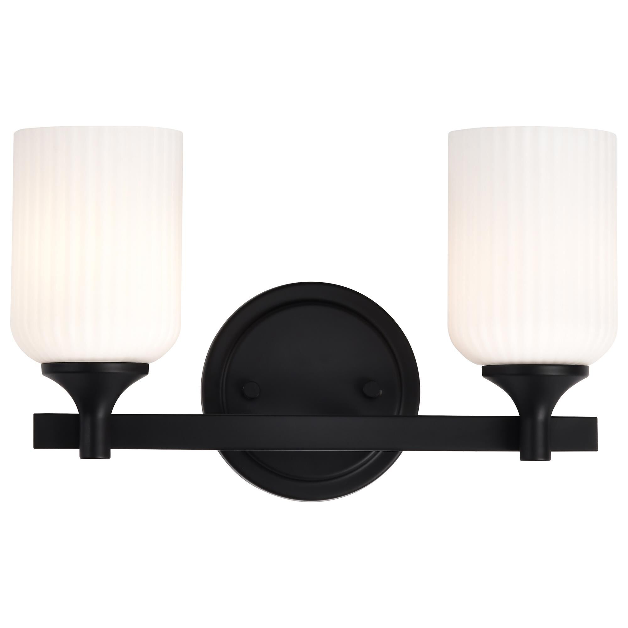 Shown in Matte Black finish and Frosted Ribbed glass