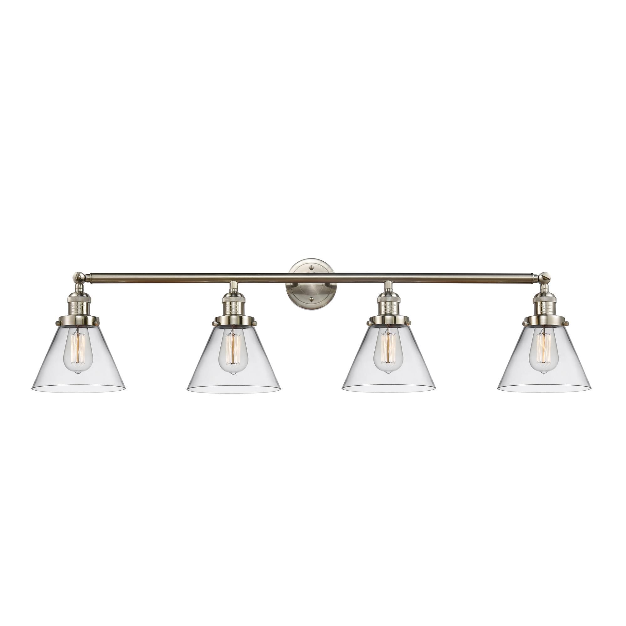 Shown in Brushed Satin Nickel finish and Clear glass