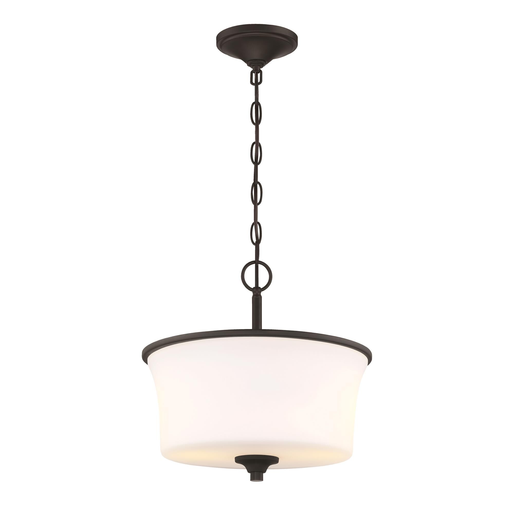 Shown in Flat Black finish and White Frosted glass and Glass shade