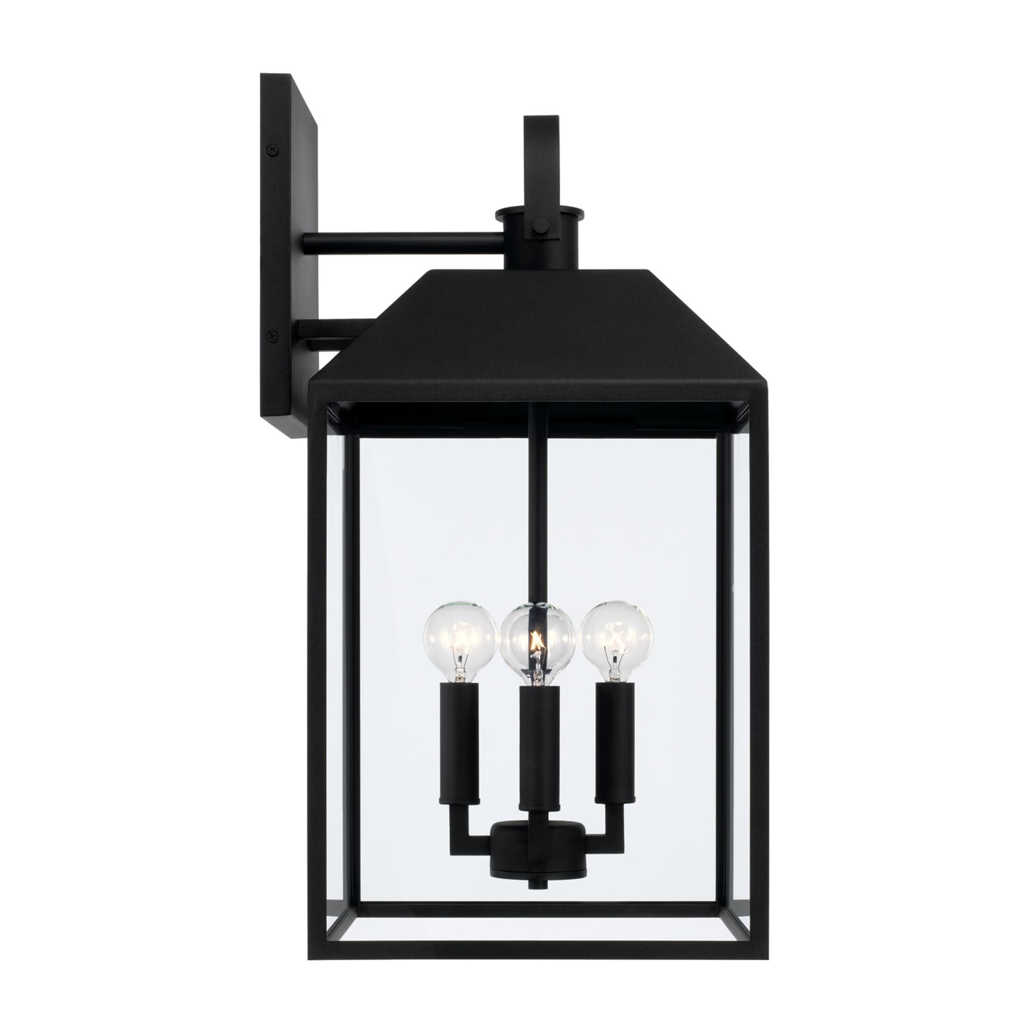 Shown in Black finish and Clear glass