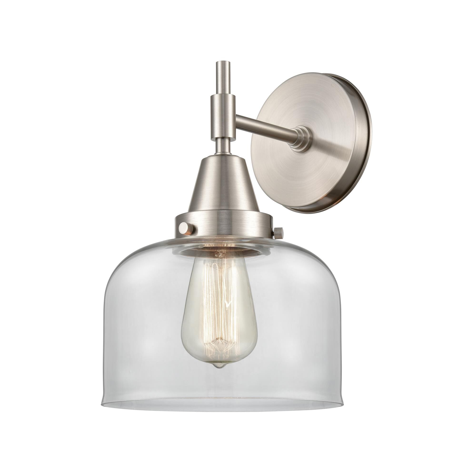 Shown in Satin Nickel finish and Clear Large Cone glass