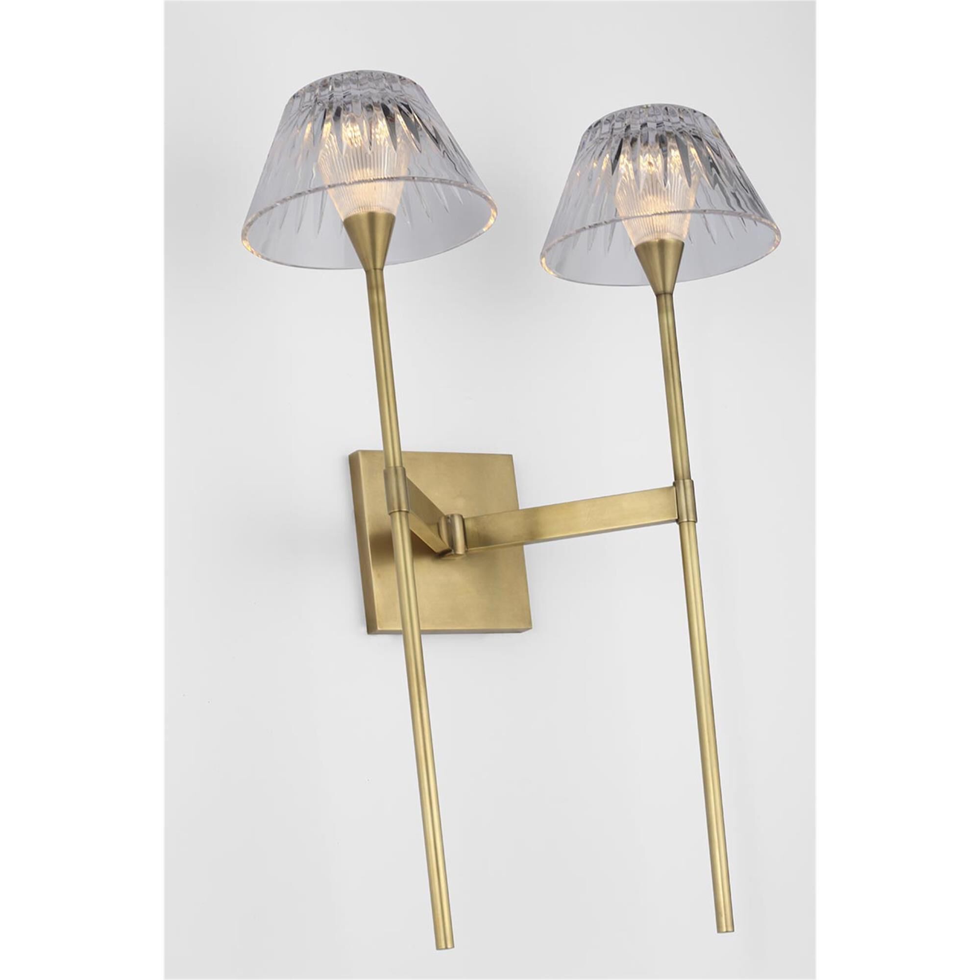Shown in Natural Brass finish and Clear crystal