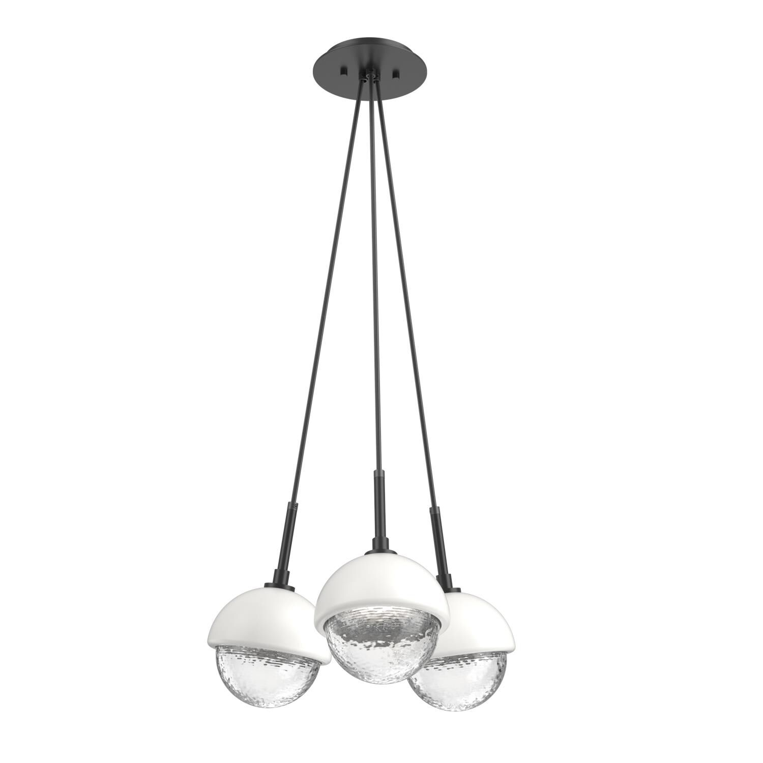 Shown in Matte Black finish and Clear glass and Salt White accent
