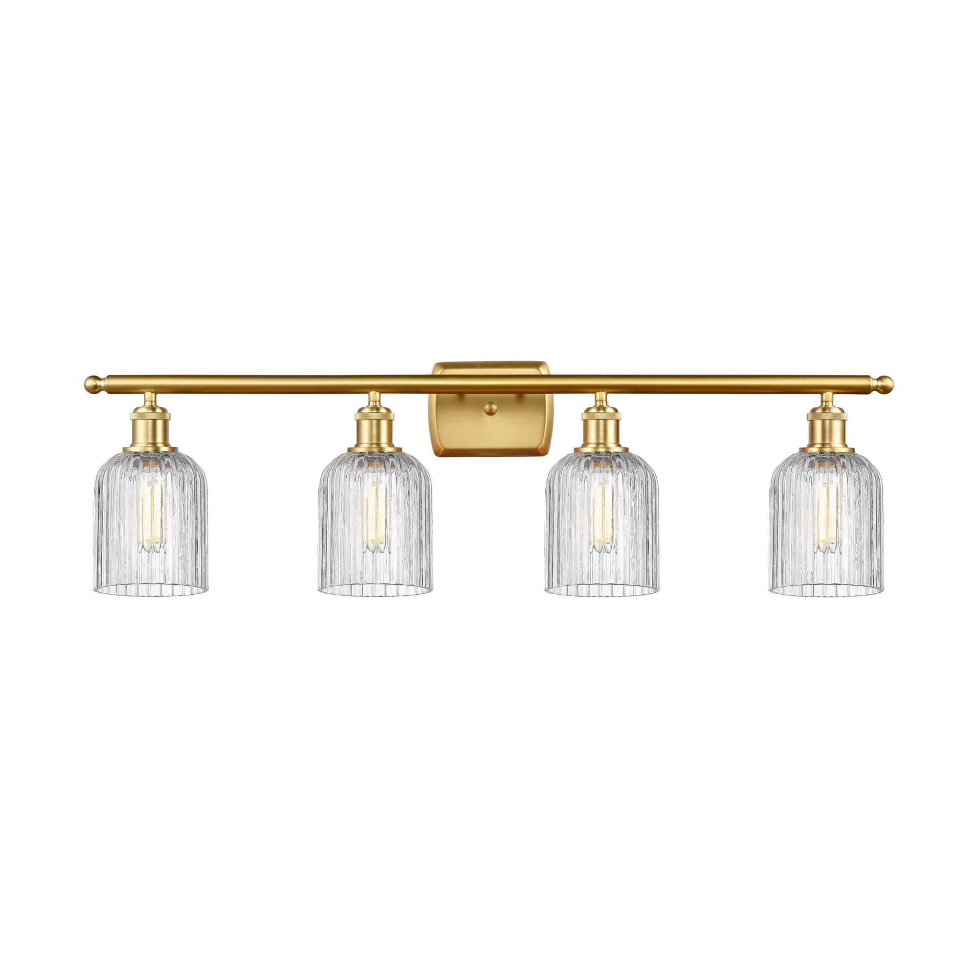 Shown in Satin Gold finish and Clear glass