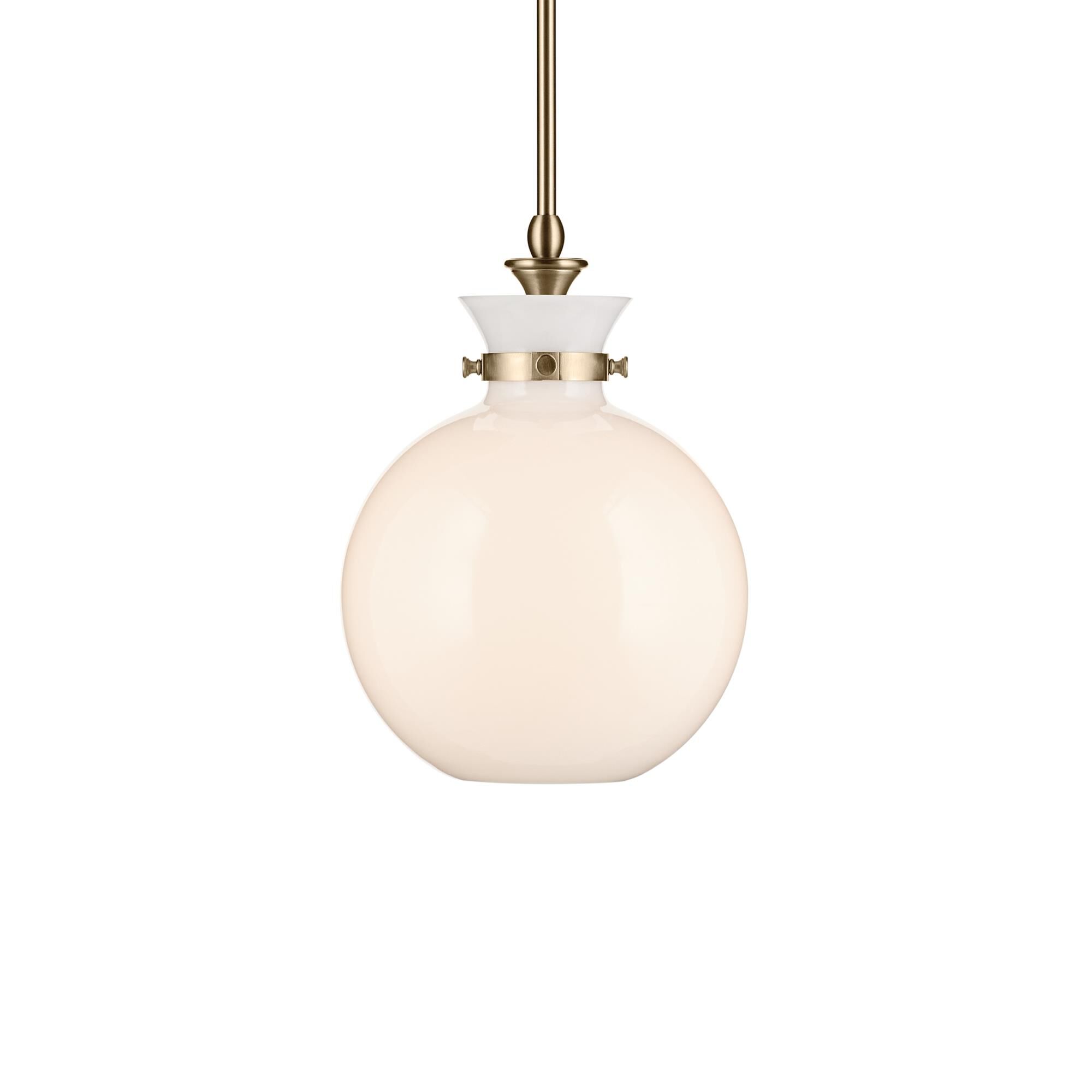 Shown in Champagne Bronze finish and Opal glass