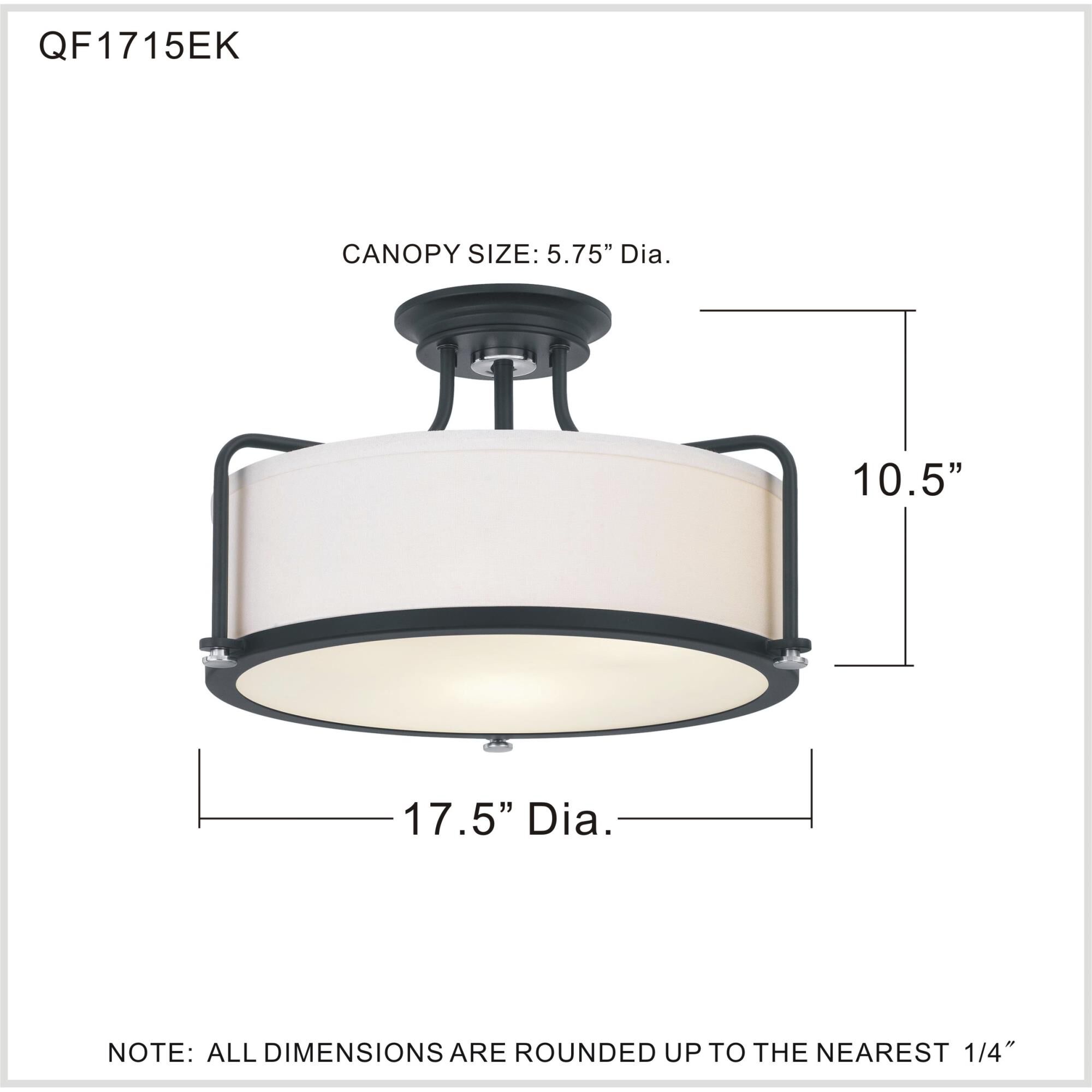 Calvary 17 Inch 3 Light Semi Flush Mount by Quoizel