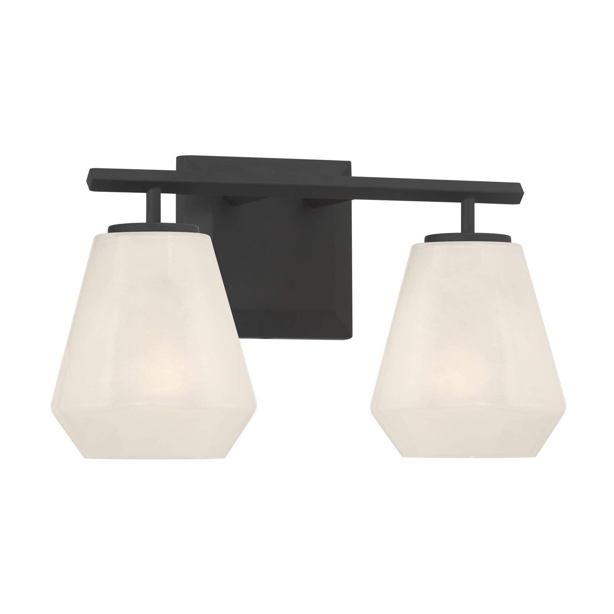 Shown in Dark Matte Black finish and Alabaster glass