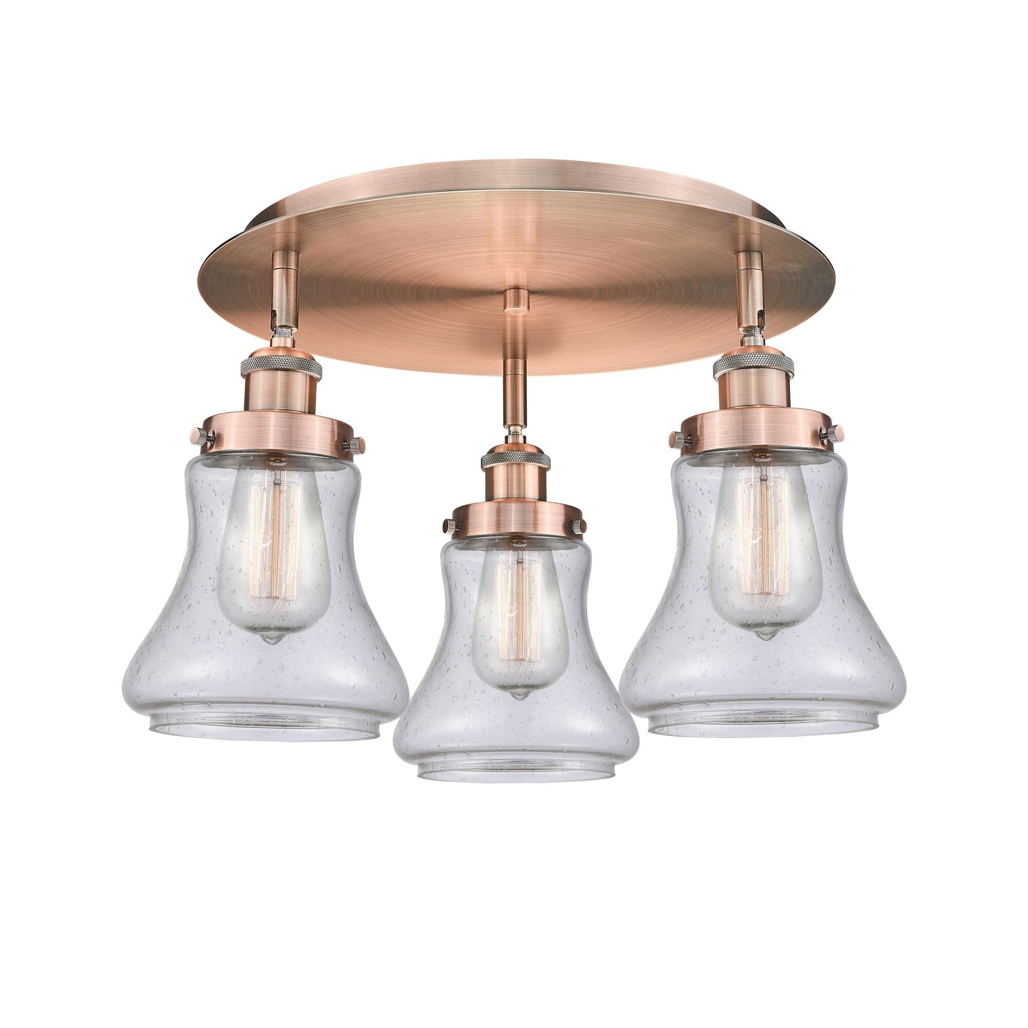 Shown in Antique Copper finish and Seedy glass