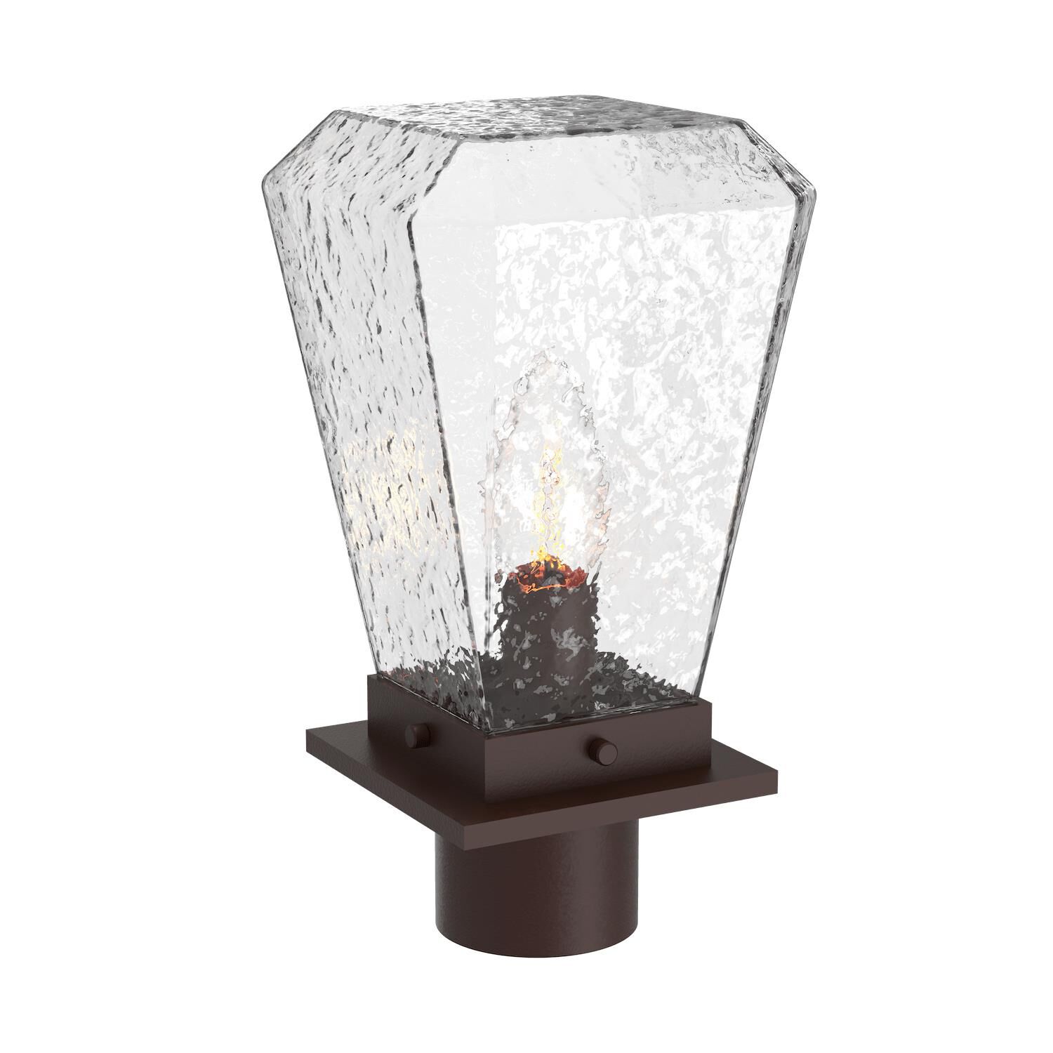 Shown in Statuary Bronze finish and Clear Blown glass