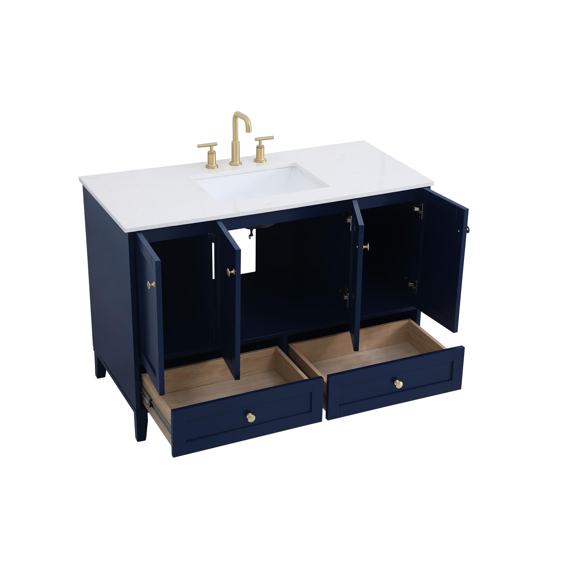Shown in Blue And Gold With Calacatta Quartz finish