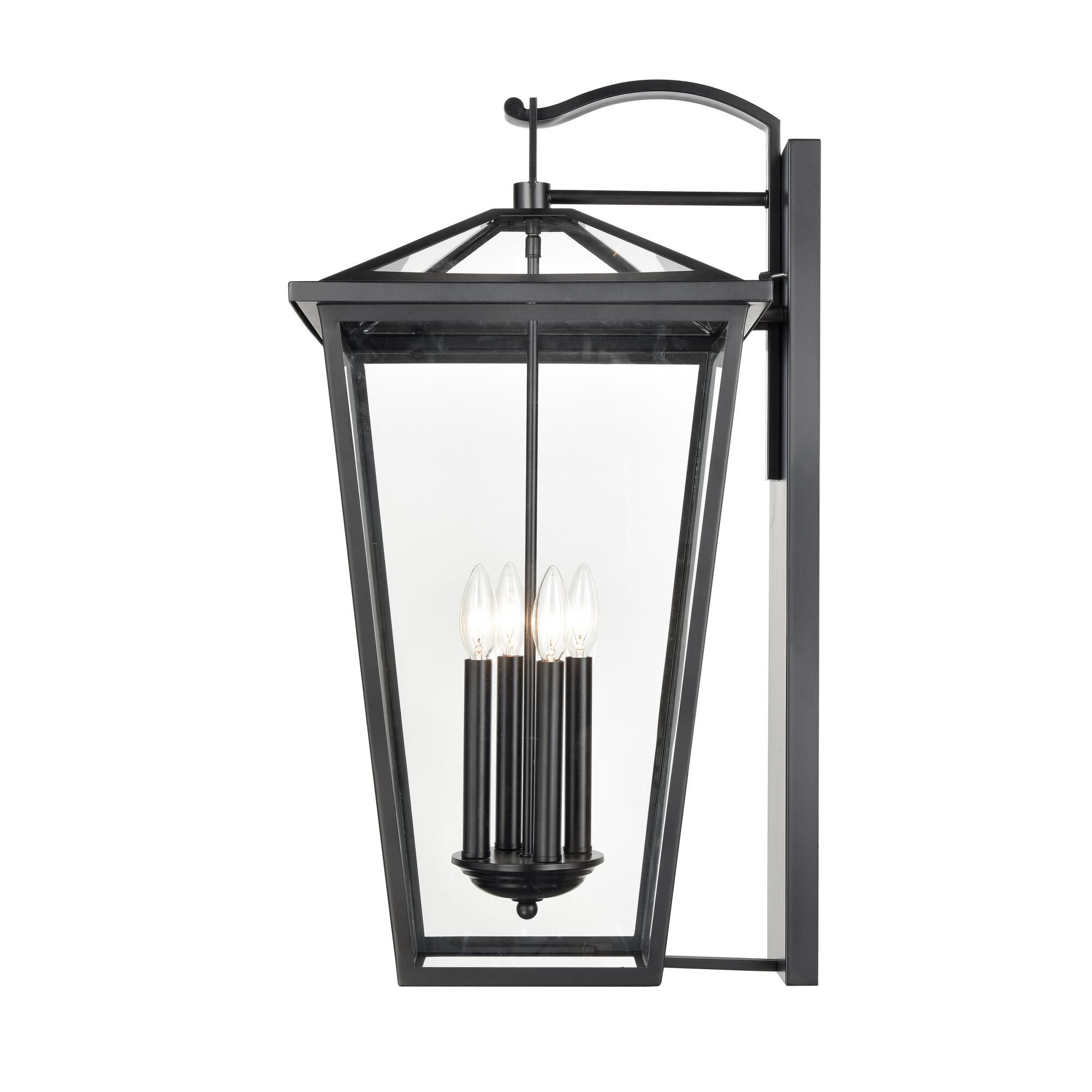 Shown in Black finish and Clear glass