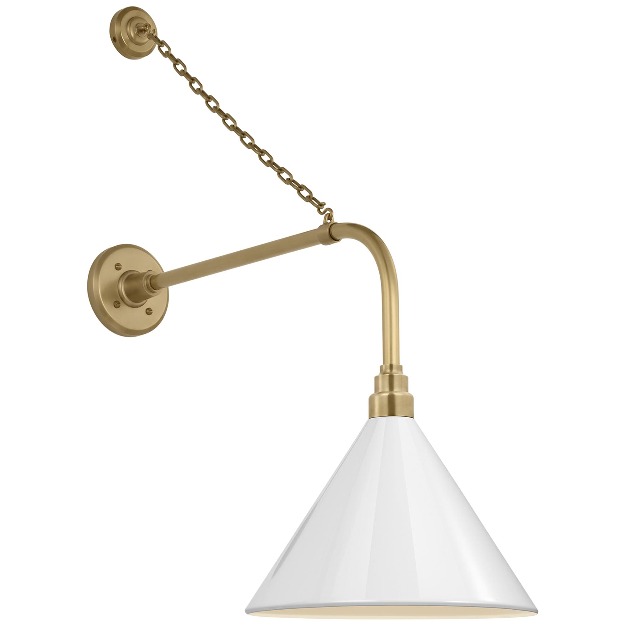 Shown in Hand-Rubbed Antique Brass finish and White Conical Savannah shade