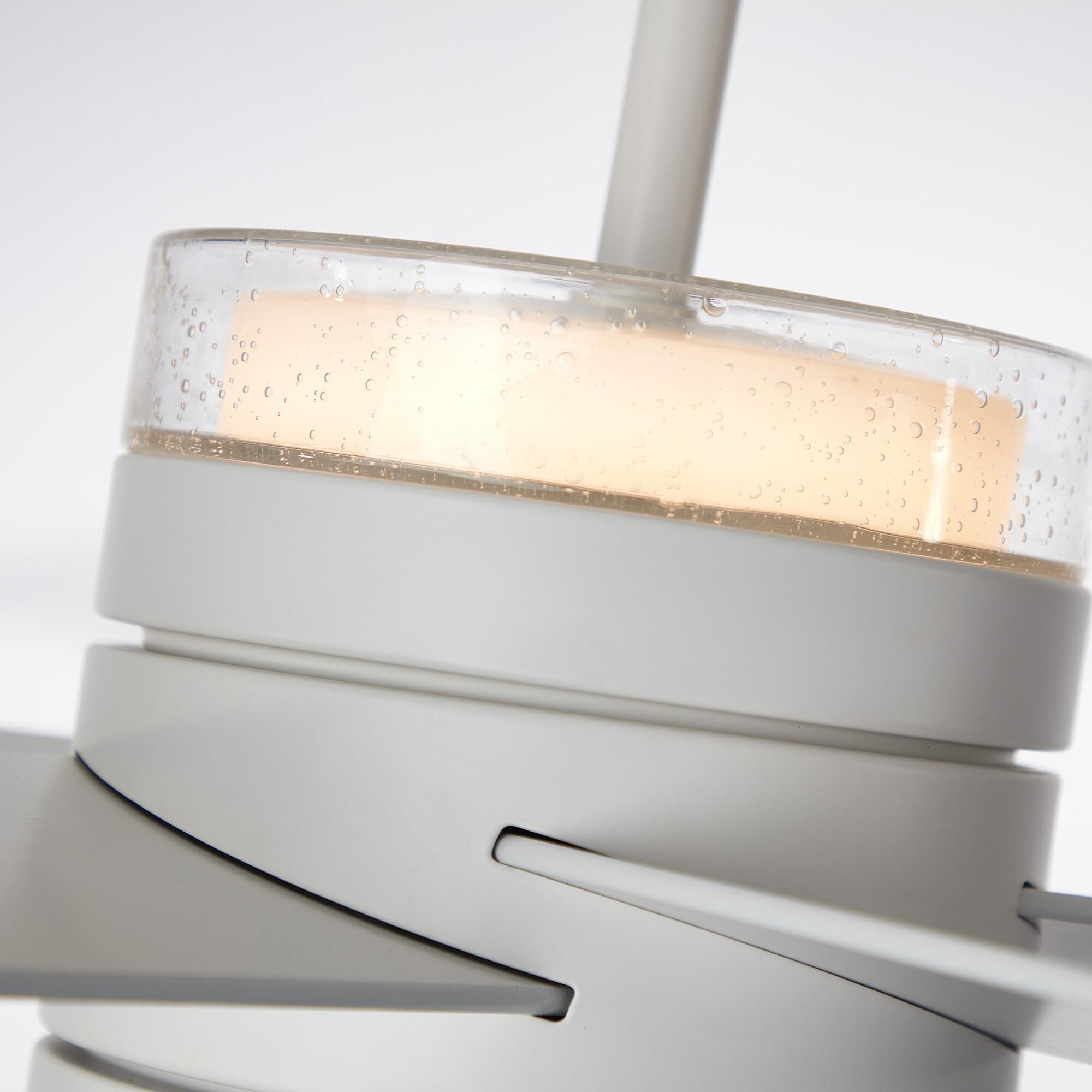 Shown in Satin White finish and Opal Matte glass