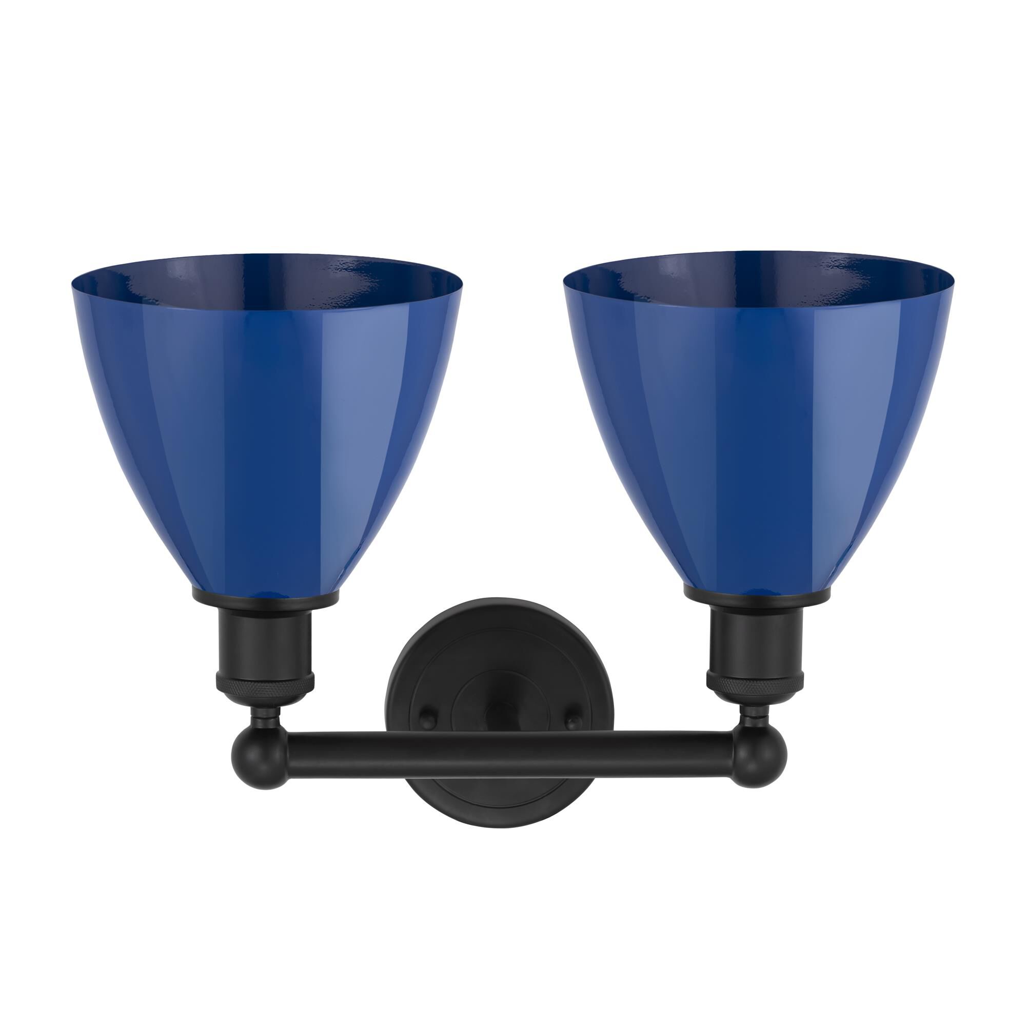 Shown in Matte Black and Blue finish and Blue Metal shade