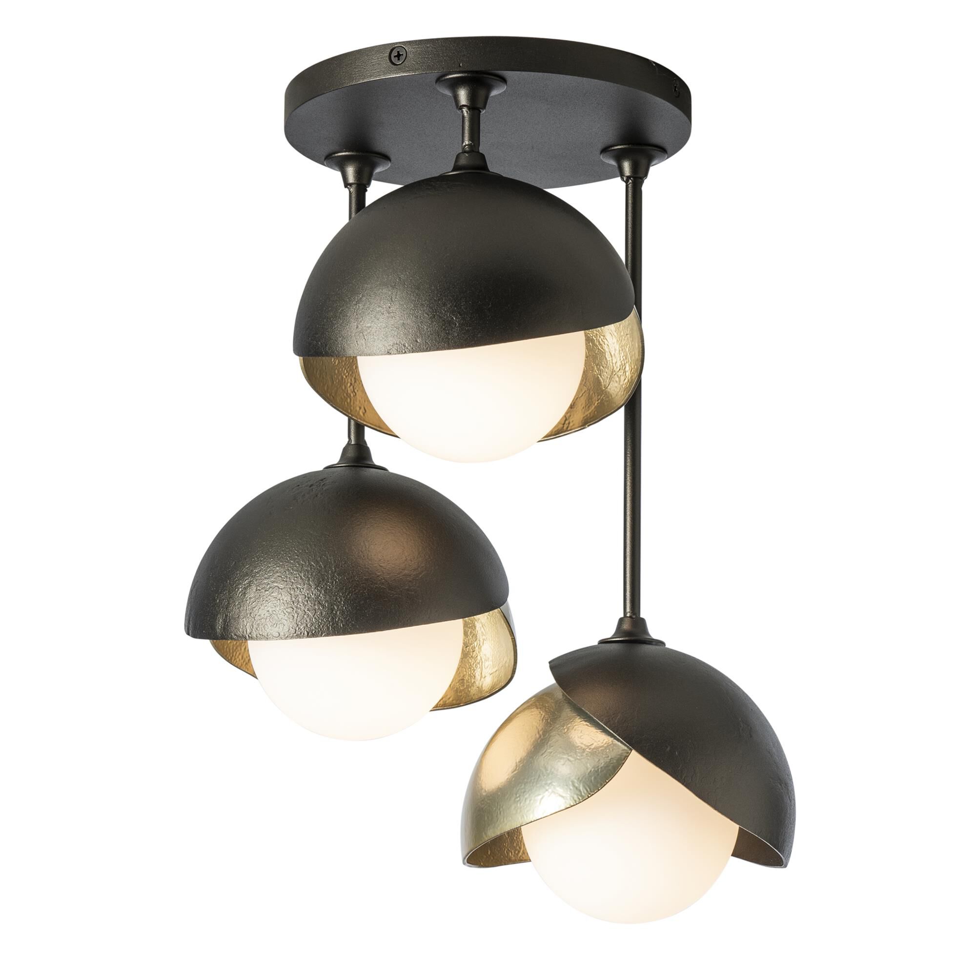 Shown in Oil Rubbed Bronze finish and Opal glass and Modern Brass  accent
