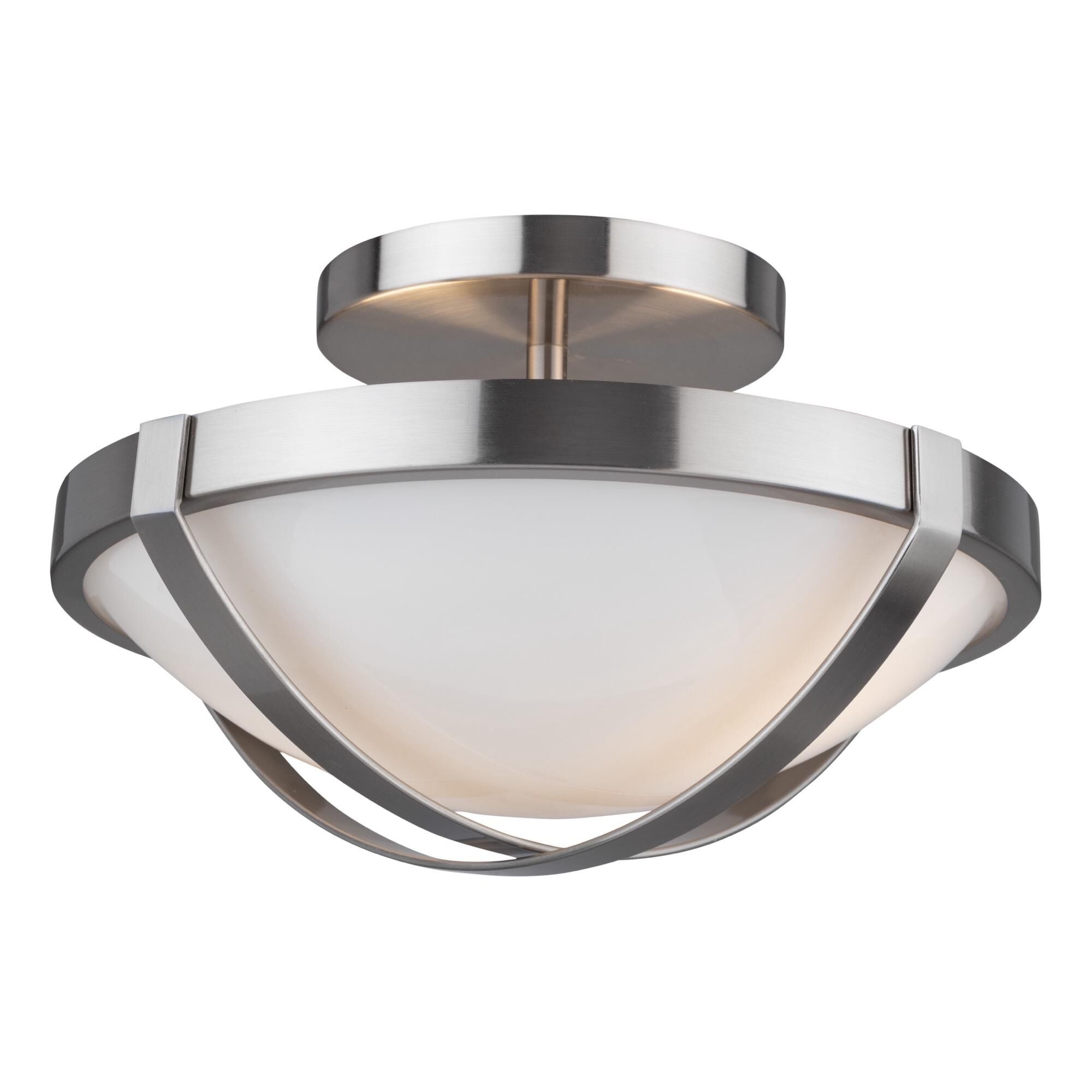 Shown in Brushed Nickel finish and Glass shade